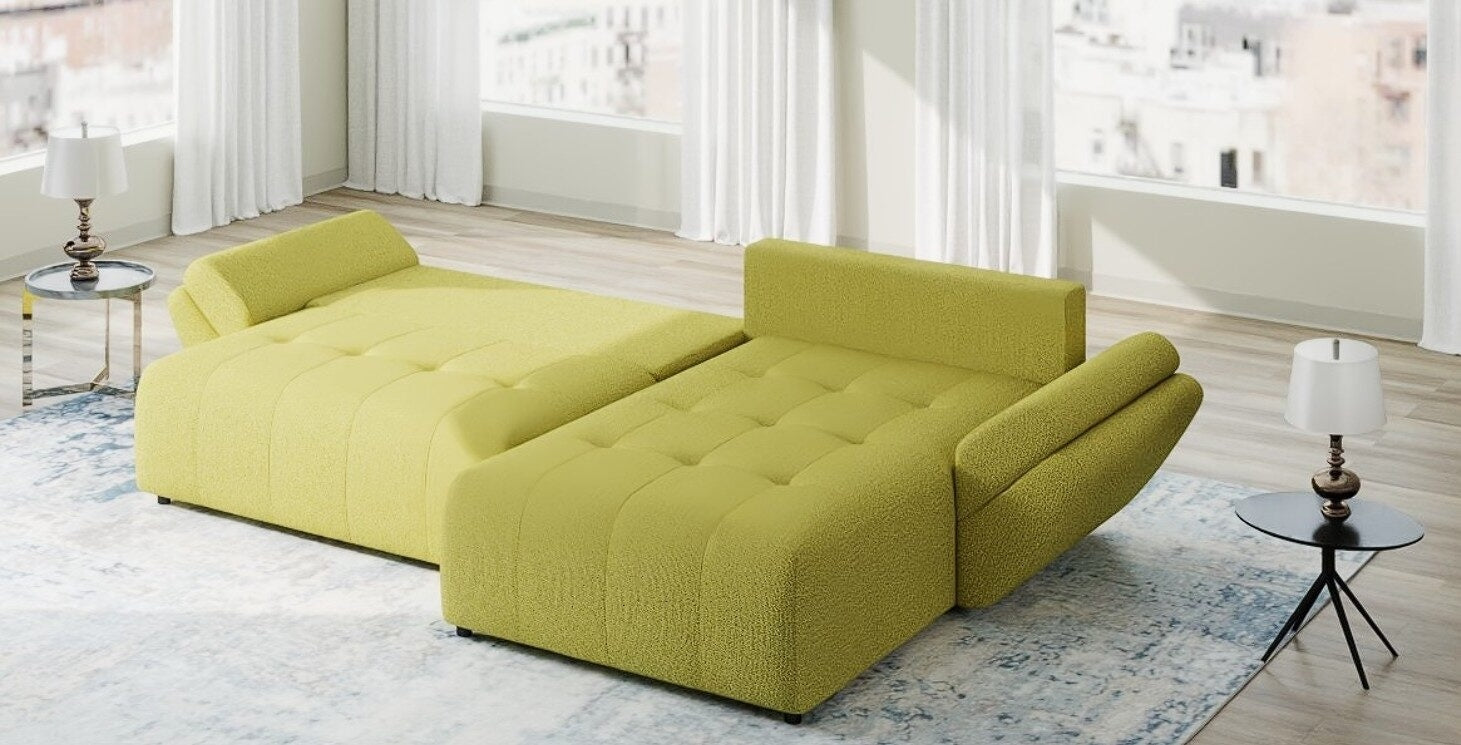 Colțar extensibil dumonde cu ladă de depozitare si sezut confortabil din spuma HR, Berlin Enjoy Verde 280x185 cm II