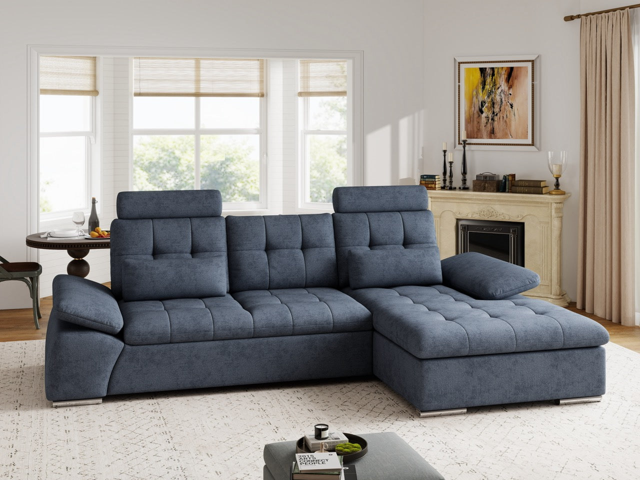 Colțar extensibil dumonde cu ladă de depozitare și șezut confortabil din spumă HR, Merkur Enjoy Antracit 270x168 cm II