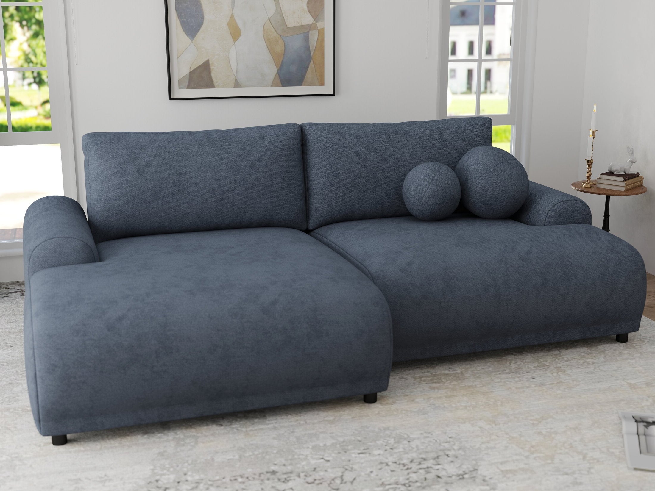 Colțar extensibil dumonde cu ladă de depozitare și șezut confortabil din spumă HR, Carlo Enjoy Antracit 240x145 cm