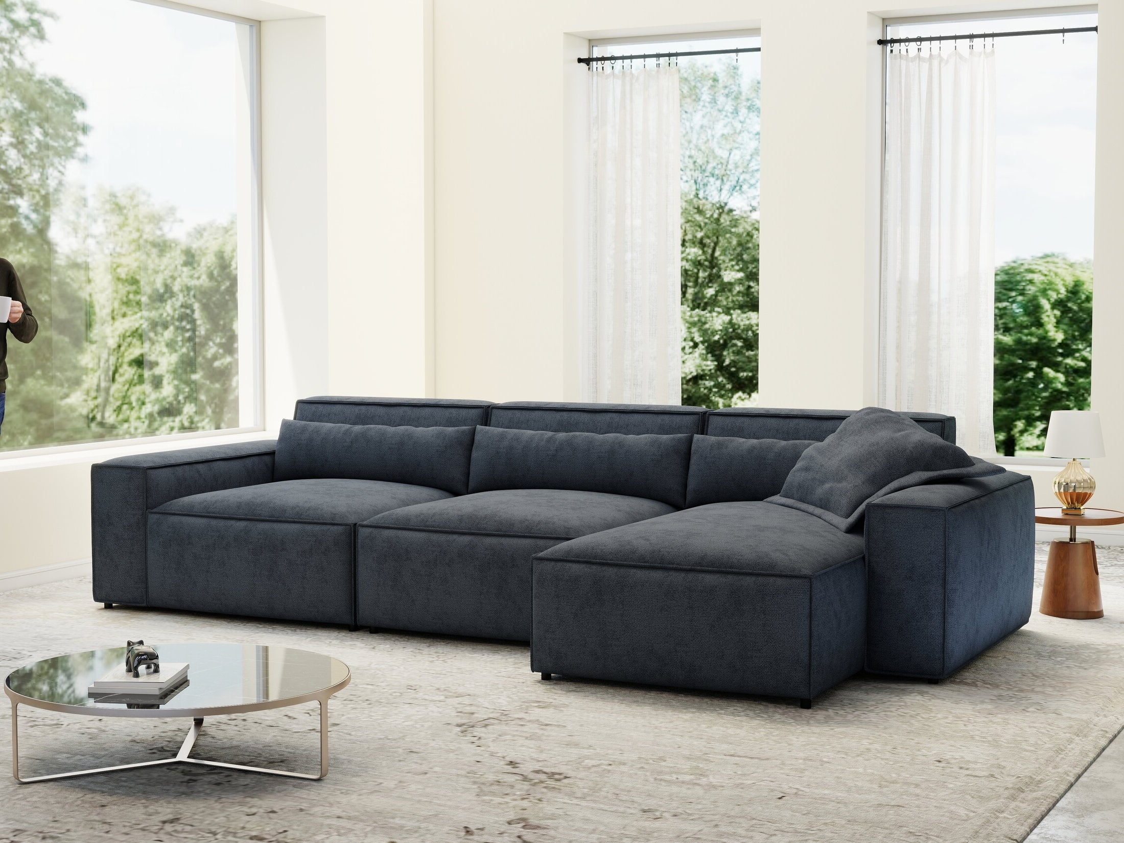 Colțar dumonde cu sezut confortabil din spuma HR, Marvelo XL Enjoy Antracit 366x175 cm II