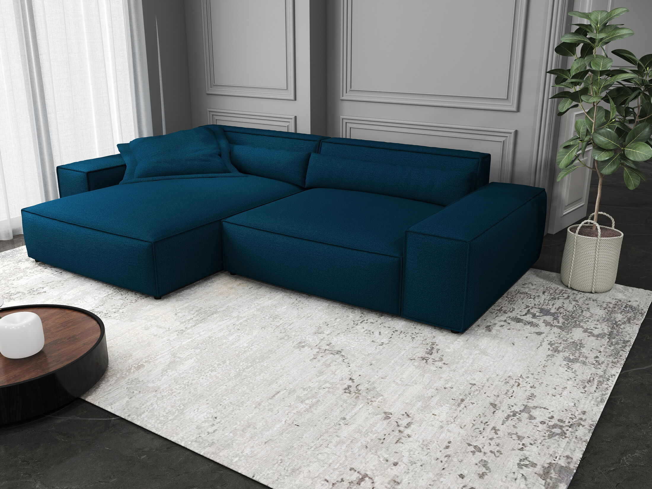 Colțar dumonde cu șezut confortabil din spumă HR, Marvelo Enjoy Verde Petrol 264x175 cm