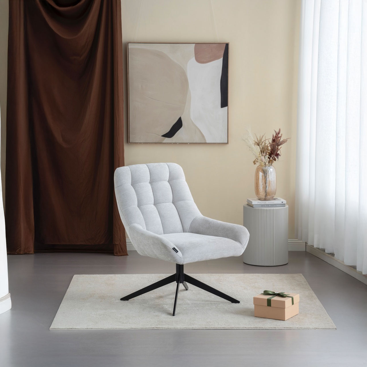 Fotoliu dumonde tapitat Gri modern Enzo 76x70cm ULK