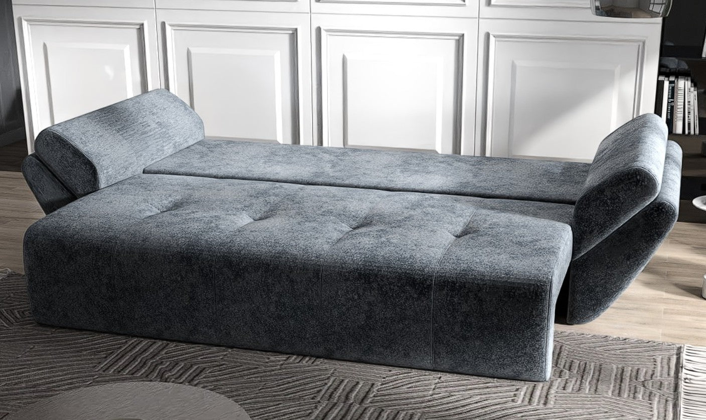 Canapea extensibilă dumonde cu ladă de depozitare si sezut confortabil din spuma HR, Berlin Euphoria Black 250x100 cm Fabrica