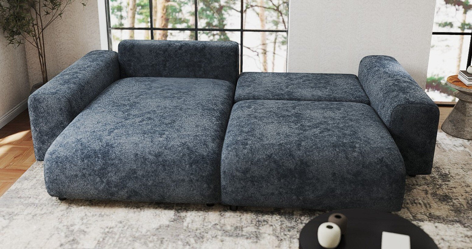 Colțar extensibil dumonde cu ladă de depozitare si sezut confortabil din spuma HR, Sarina Euphoria Gri Grafit 255x168 cm