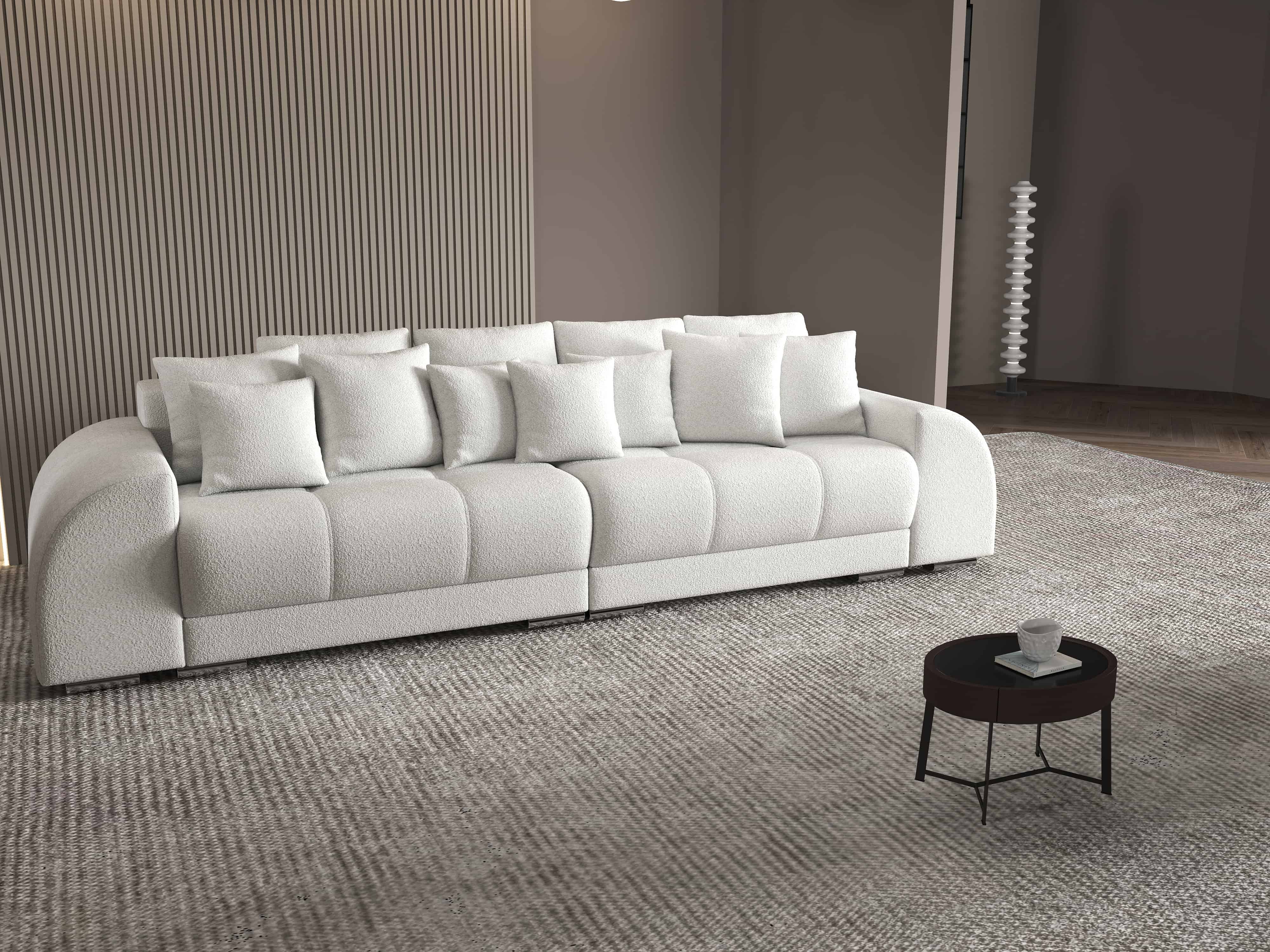 Canapea extensibilă dumonde cu 2 lăzi de depozitare si sezut confortabil din spuma HR, Verona Euphoria Ivory 310x100 cm Fabrica