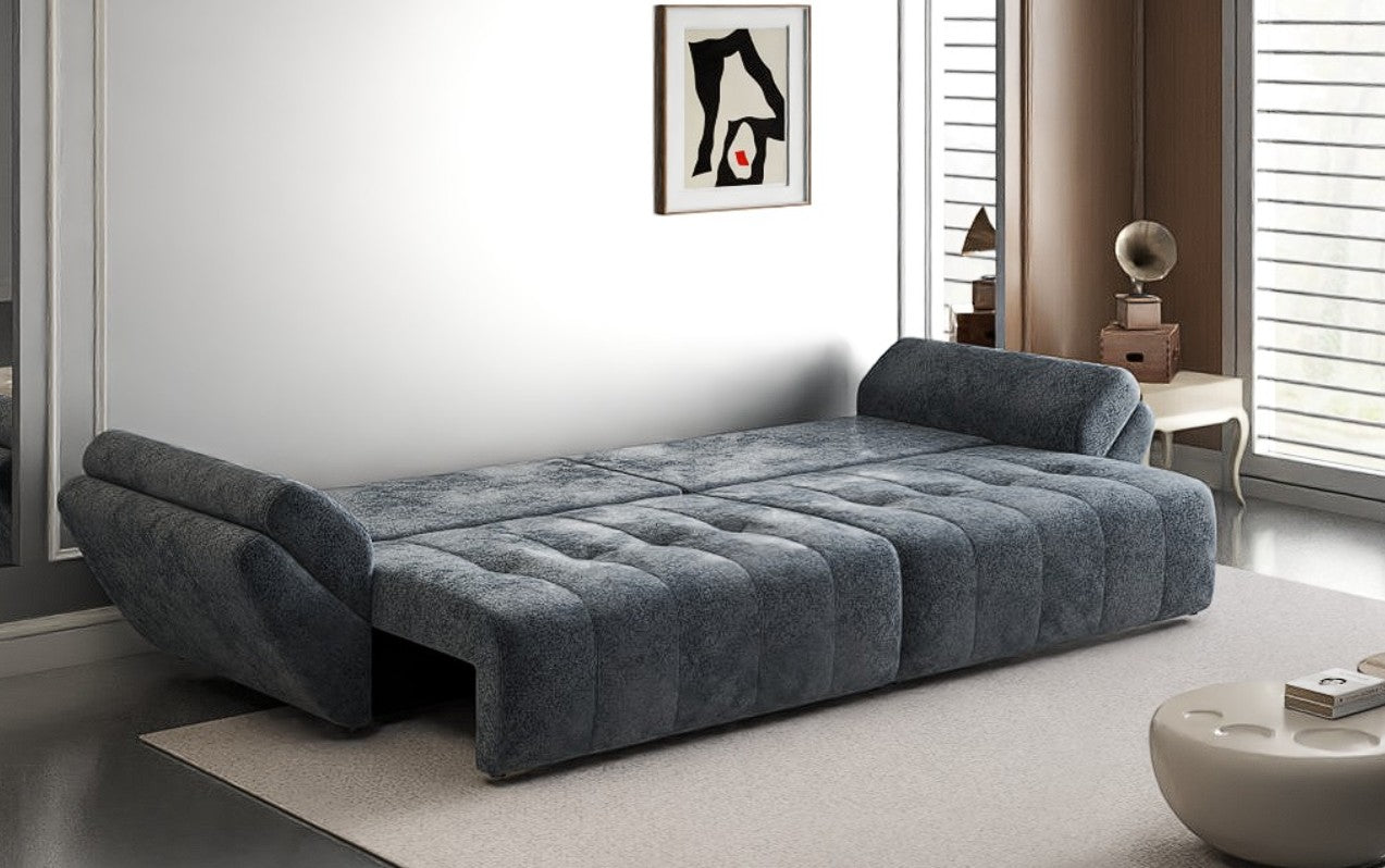 Canapea extensibilă dumonde cu ladă de depozitare si sezut confortabil din spuma HR, Berlin Euphoria Graphit 300x100 cm Fabrica