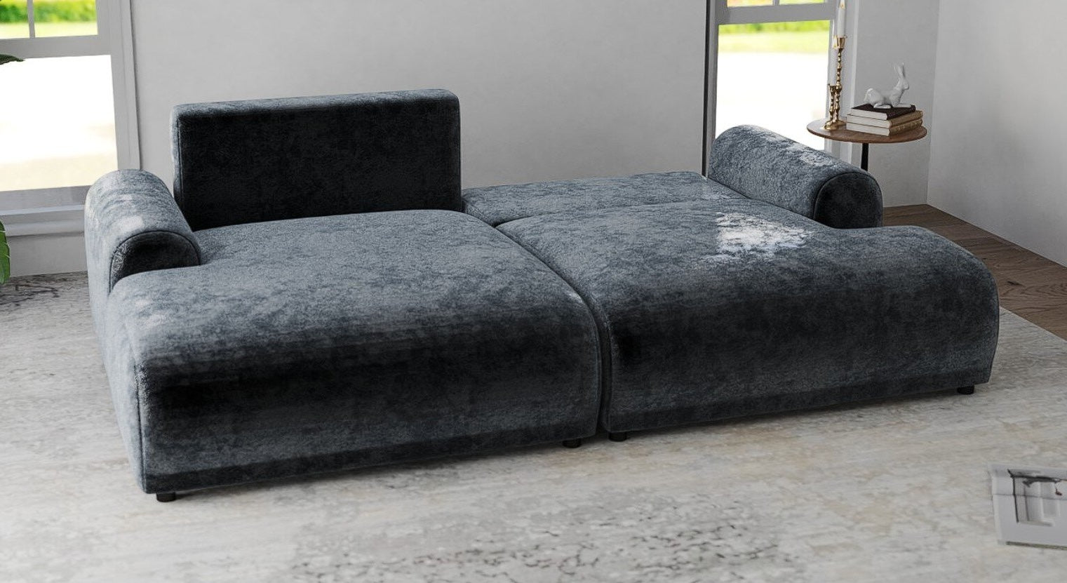 Colțar extensibil dumonde cu ladă de depozitare și șezut confortabil din spumă HR, Carlo Euphoria Gri Grafit 240x145 cm