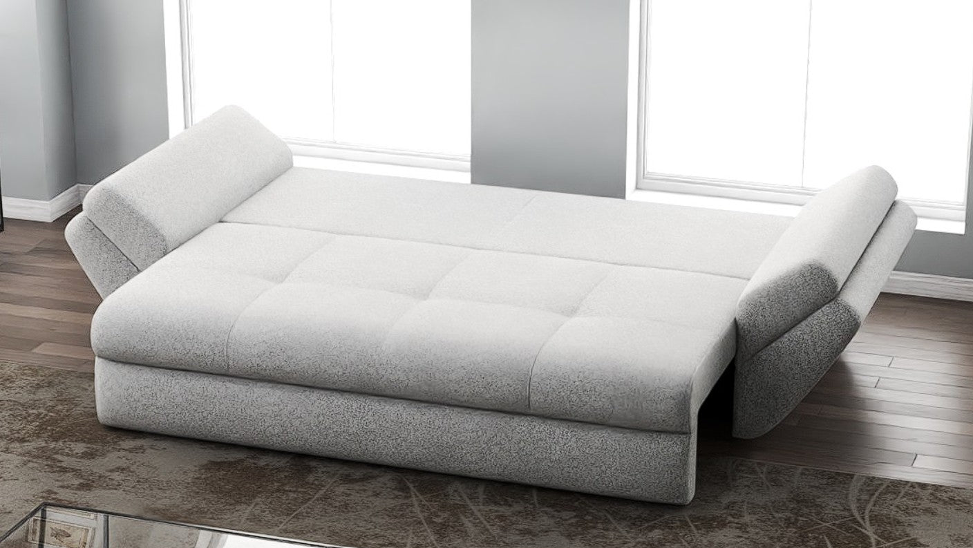 Canapea extensibilă dumonde cu ladă de depozitare si sezut confortabil din spuma HR, Loana Euphoria Dove 250x100 cm Fabrica