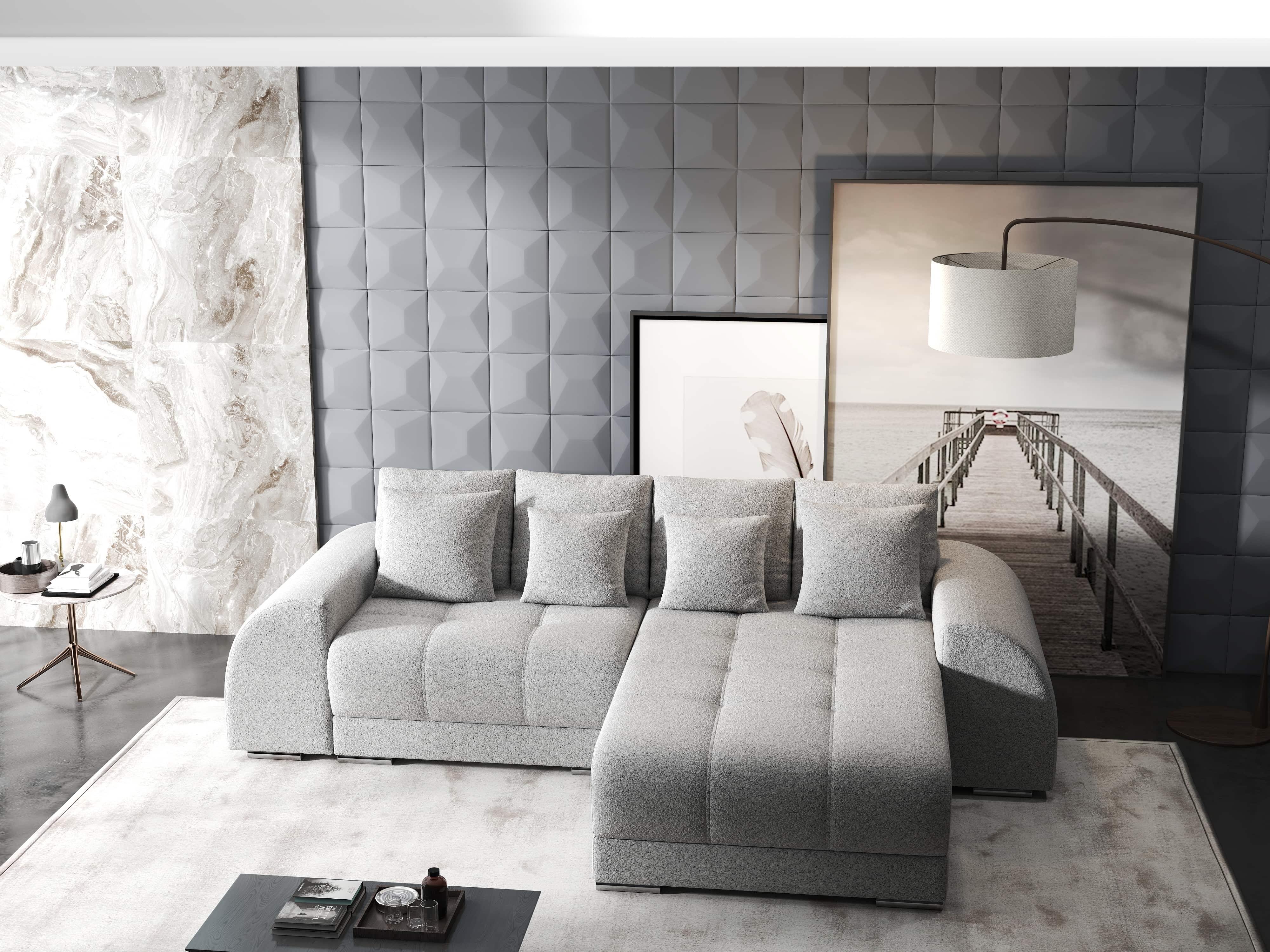 Colțar extensibil dumonde cu ladă de depozitare si sezut confortabil din spuma HR, Verona Euphoria Dove II 290x185 cm Fabrica