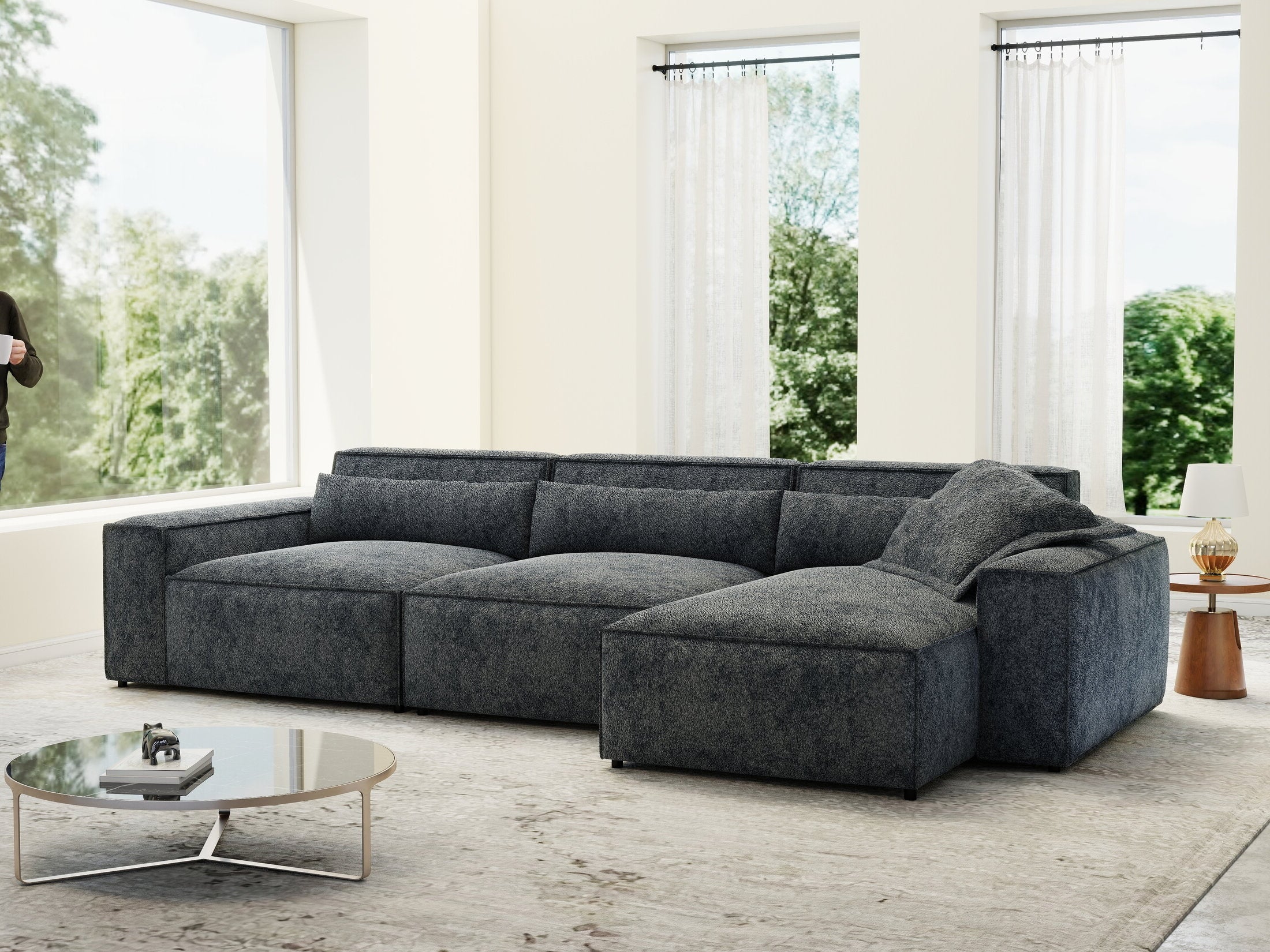 Colțar dumonde cu sezut confortabil din spuma HR, Marvelo XL Euphoria Gri Grafit 366x175 cm II