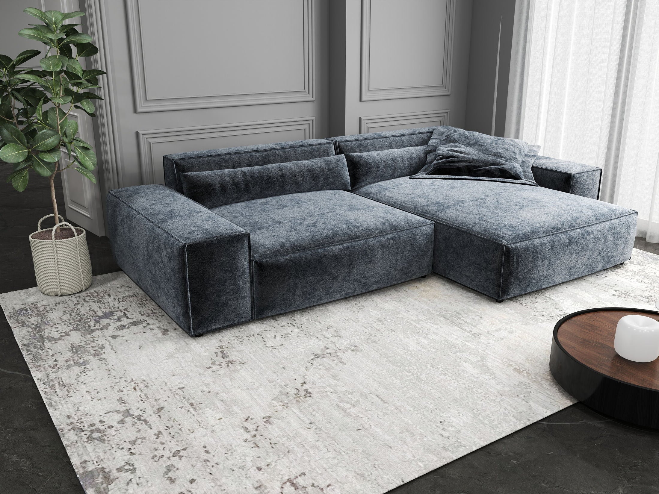 Colțar dumonde cu șezut confortabil din spumă HR, Marvelo Euphoria Gri Grafit 264x175 cm II