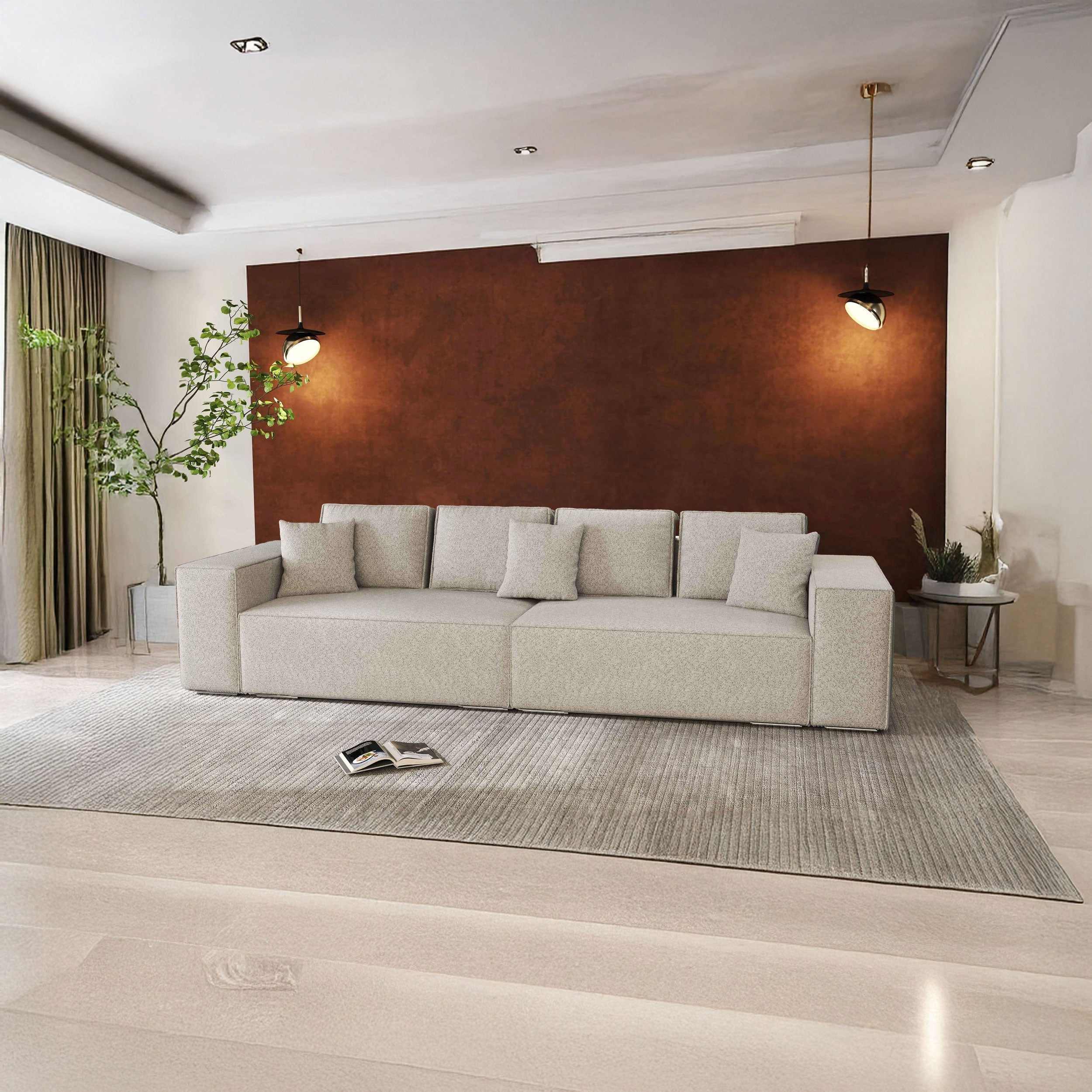 Canapea extensibilă dumonde cu ladă de depozitare si sezut confortabil din spuma HR, Dream Euphoria Dove 310x100 cm Fabrica