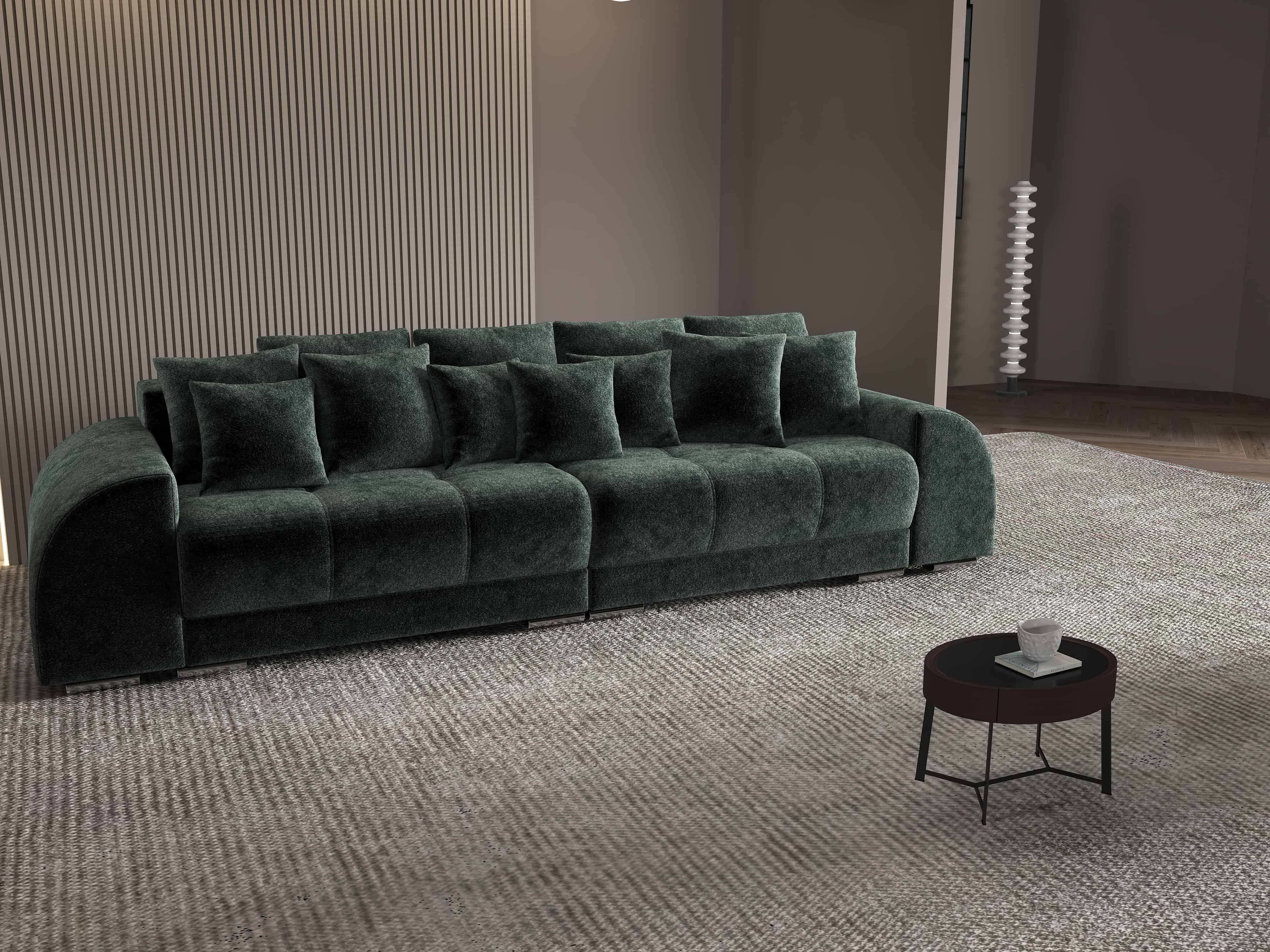 Canapea extensibilă dumonde cu 2 lăzi de depozitare si sezut confortabil din spuma HR, Verona Euphoria Green 310x100 cm Fabrica