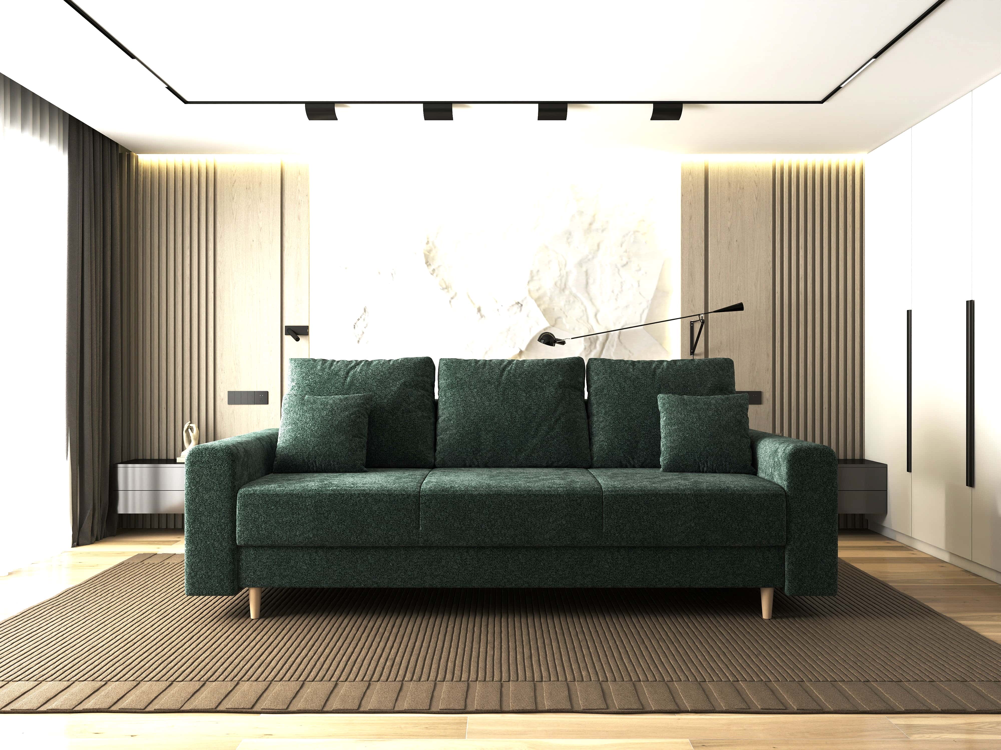 Canapea extensibilă dumonde cu ladă de depozitare si sezut confortabil din spuma HR, Kronos Euphoria Verde 210x100 cm fabrica