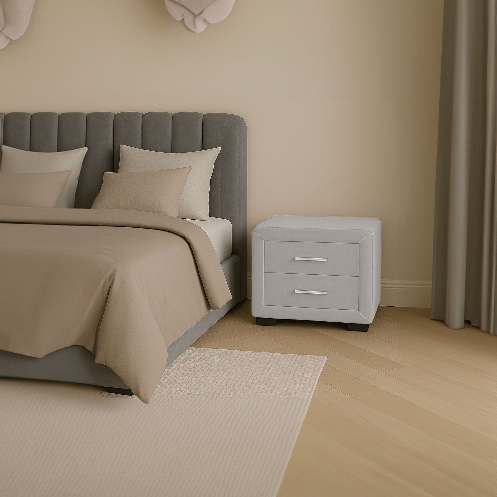 Noptiera dumonde tapitata plush alb Velvet WLS