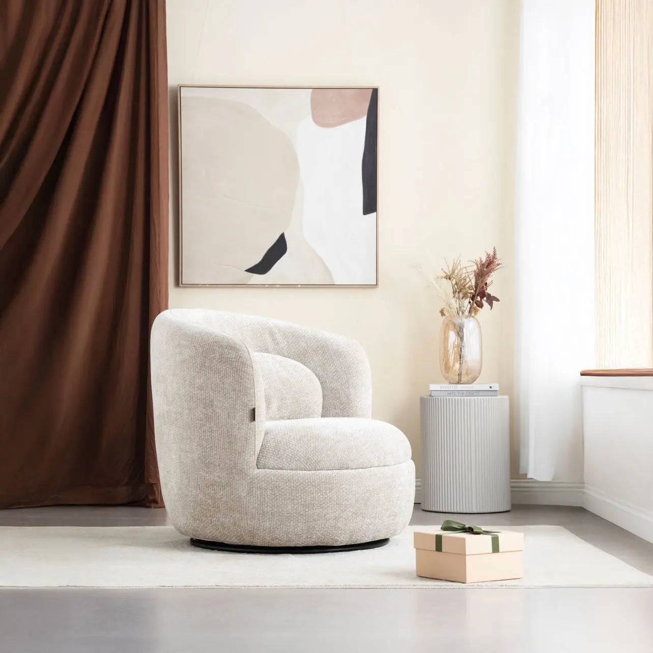 Fotoliu dumonde tapitat bej modern Marco 84x84cm ULK