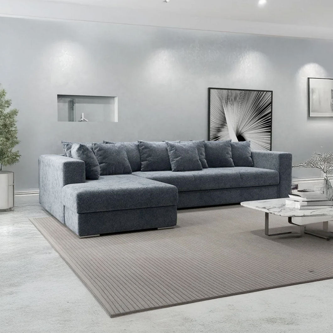 Colțar extensibil dumonde cu ladă de depozitare si sezut confortabil din spuma HR, Gloria Euphoria Grafit 320x183 cm Fabrica