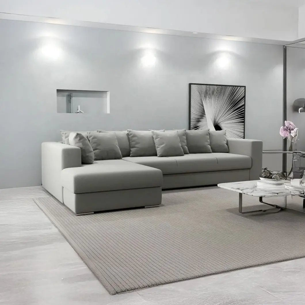 Colțar extensibil dumonde cu ladă de depozitare si sezut confortabil din spuma HR, Gloria Royal Grey 320x183 cm Fabrica