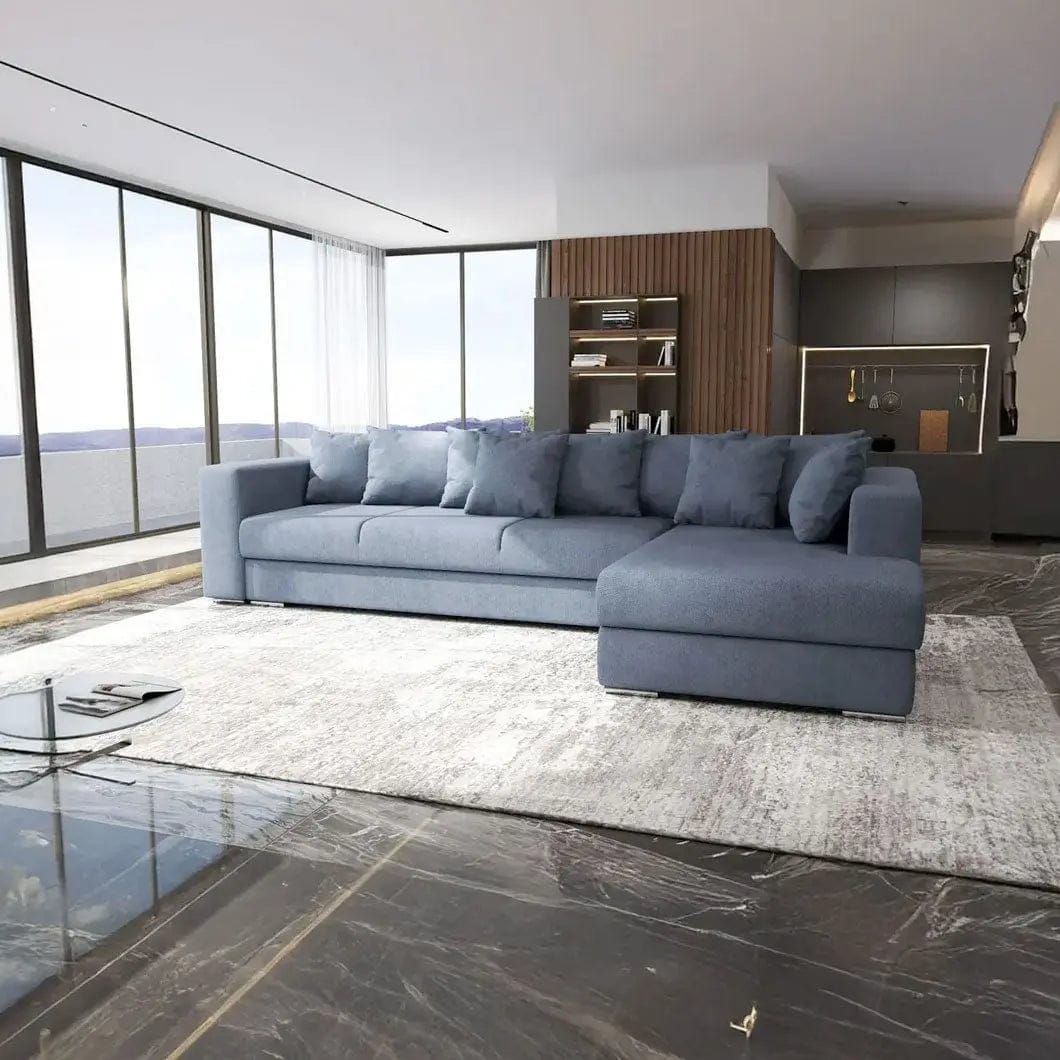 Colțar extensibil dumonde cu ladă de depozitare si sezut confortabil din spuma HR, Gloria Enjoy Antracit II 320x183 cm Fabrica