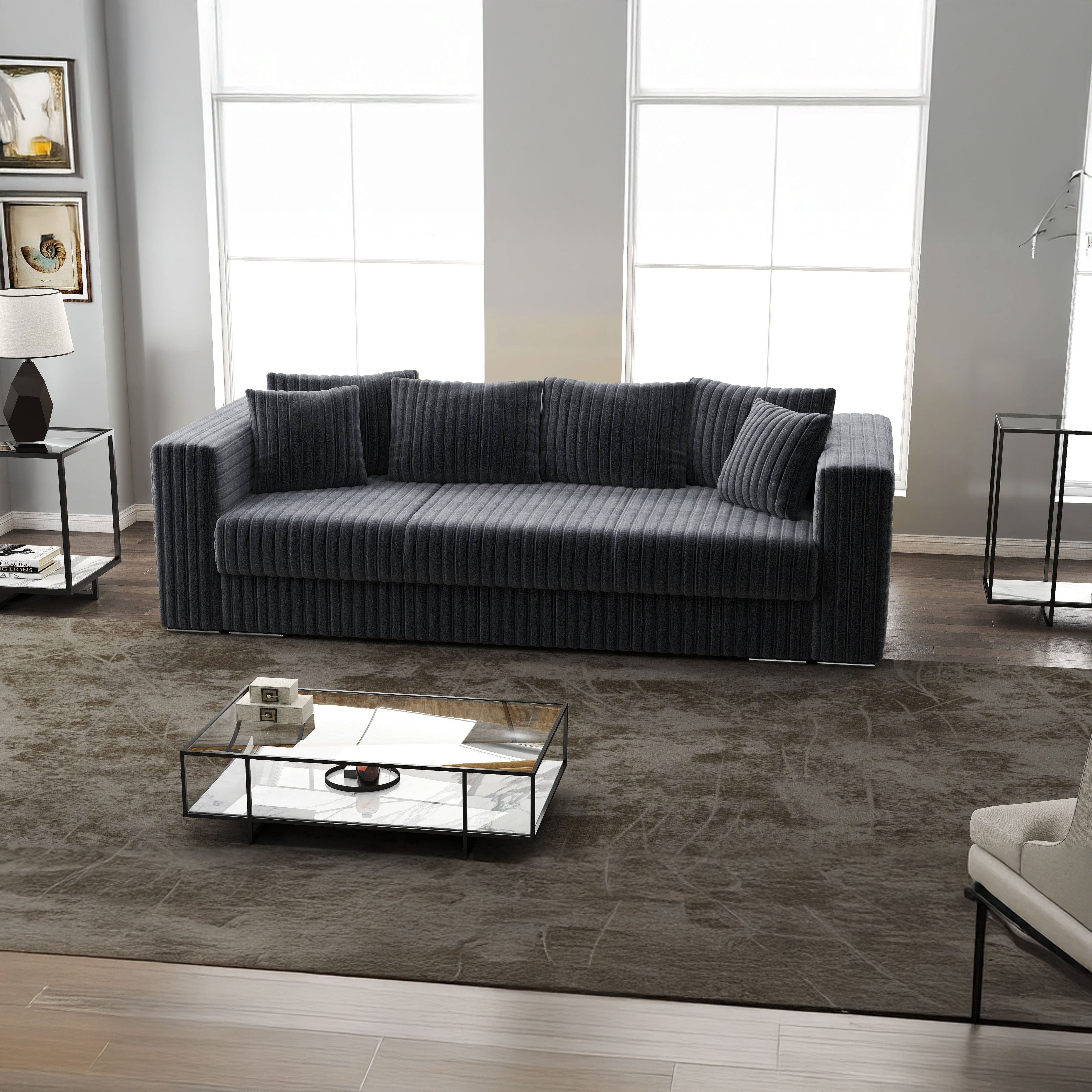 Canapea extensibilă dumonde cu ladă de depozitare si sezut confortabil din spuma HR, Gloria Ambience Grey 240x100 cm Fabrica