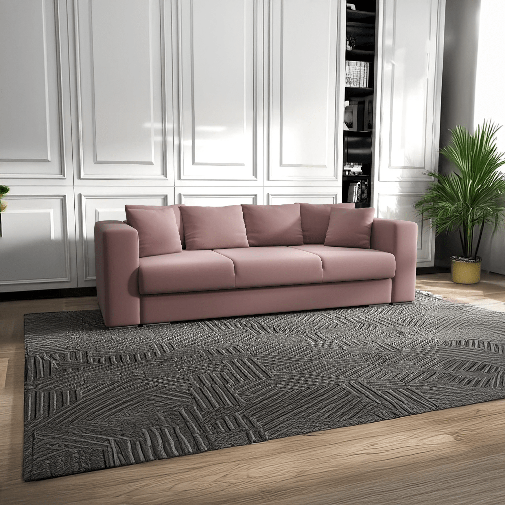 Canapea extensibilă dumonde cu ladă de depozitare si sezut confortabil din spuma HR, Gloria Royal Roz 240x100 cm Fabrica