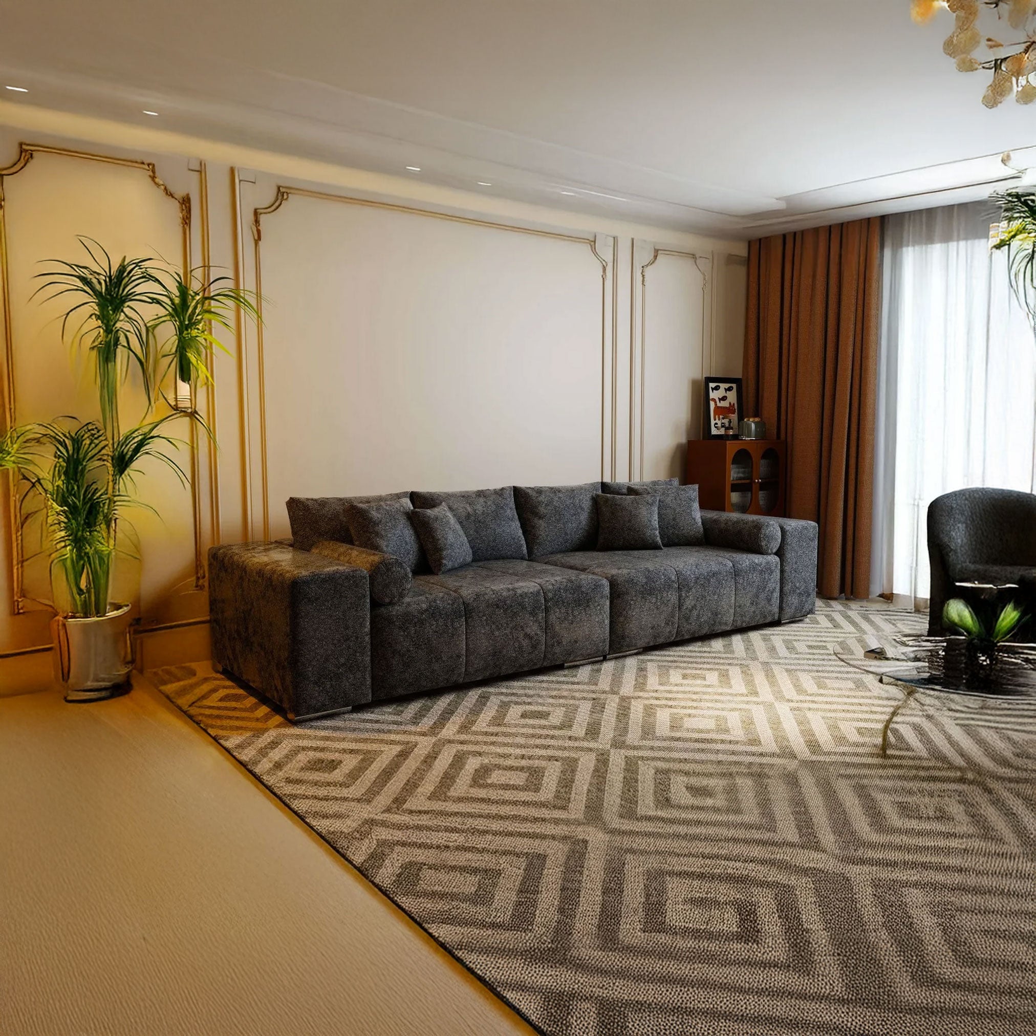 Canapea extensibilă dumonde cu ladă de depozitare si sezut confortabil din spuma HR, Marbela Euphoria Black XXL 295x100 cm fabrica