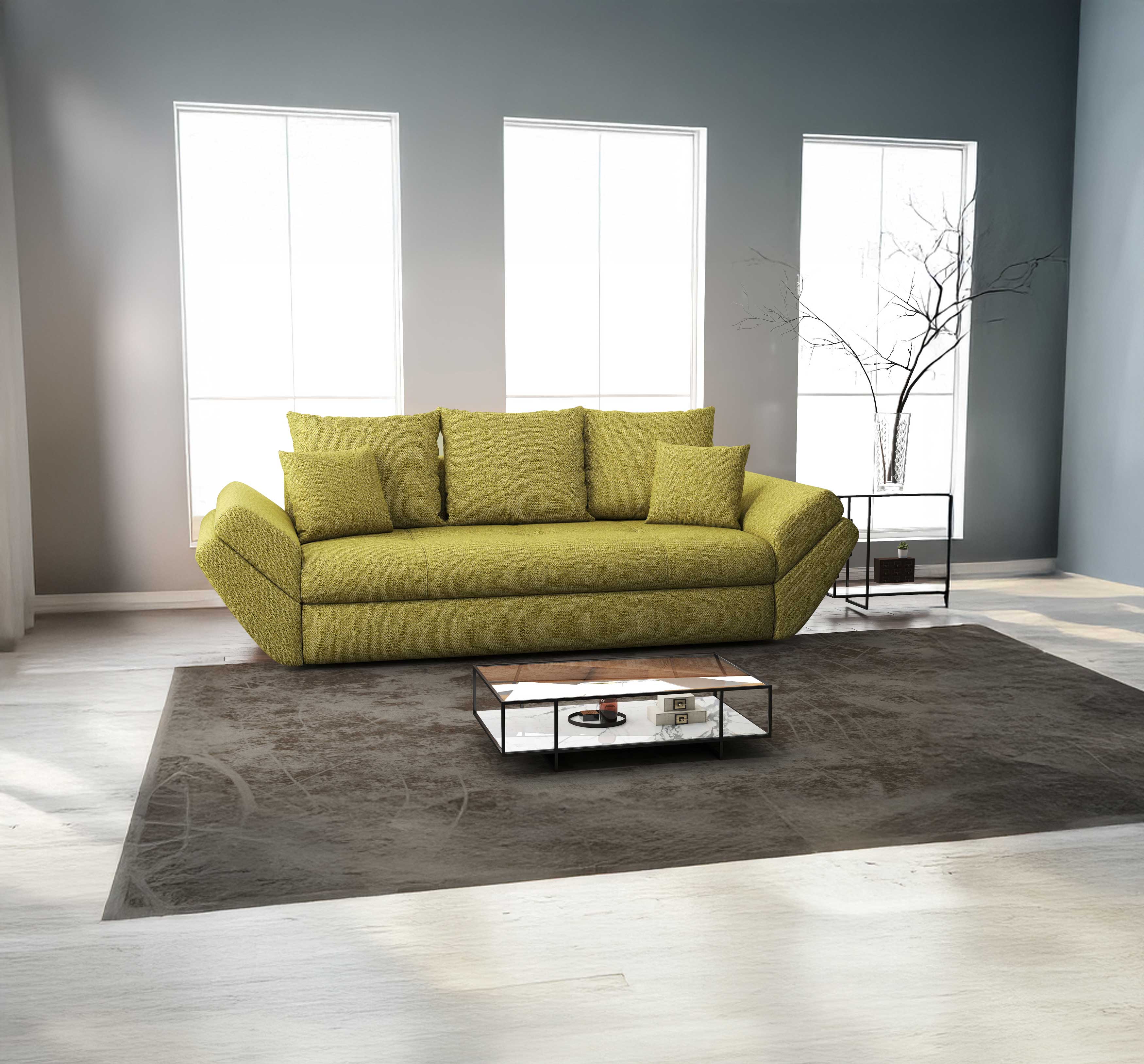 Canapea extensibilă dumonde cu ladă de depozitare si sezut confortabil din spuma HR, Loana Enjoy Green 250x100 cm Fabrica