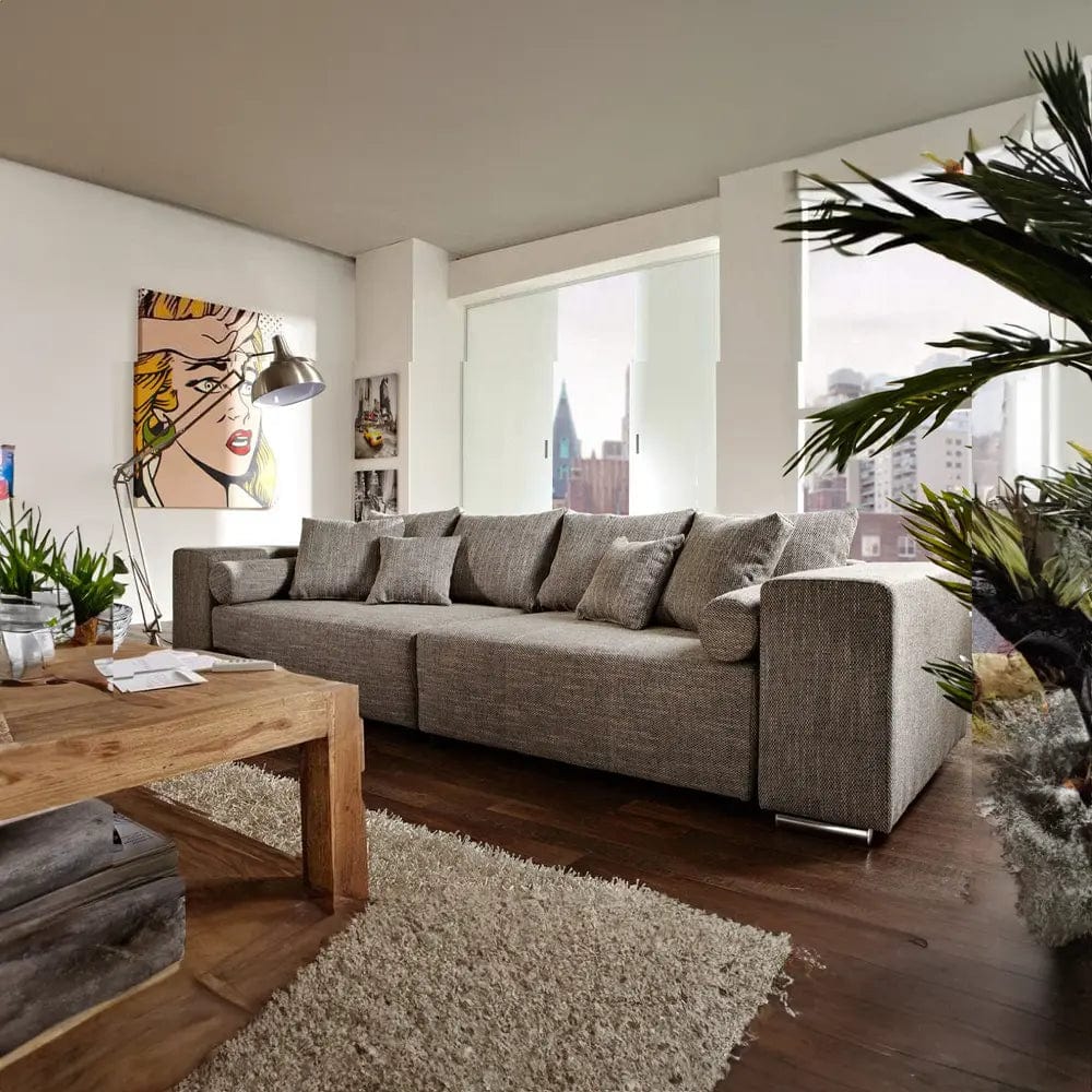 Canapea extensibilă dumonde cu ladă de depozitare si sezut confortabil din spuma HR, Marbela Magma Grey XXL 295x100 cm