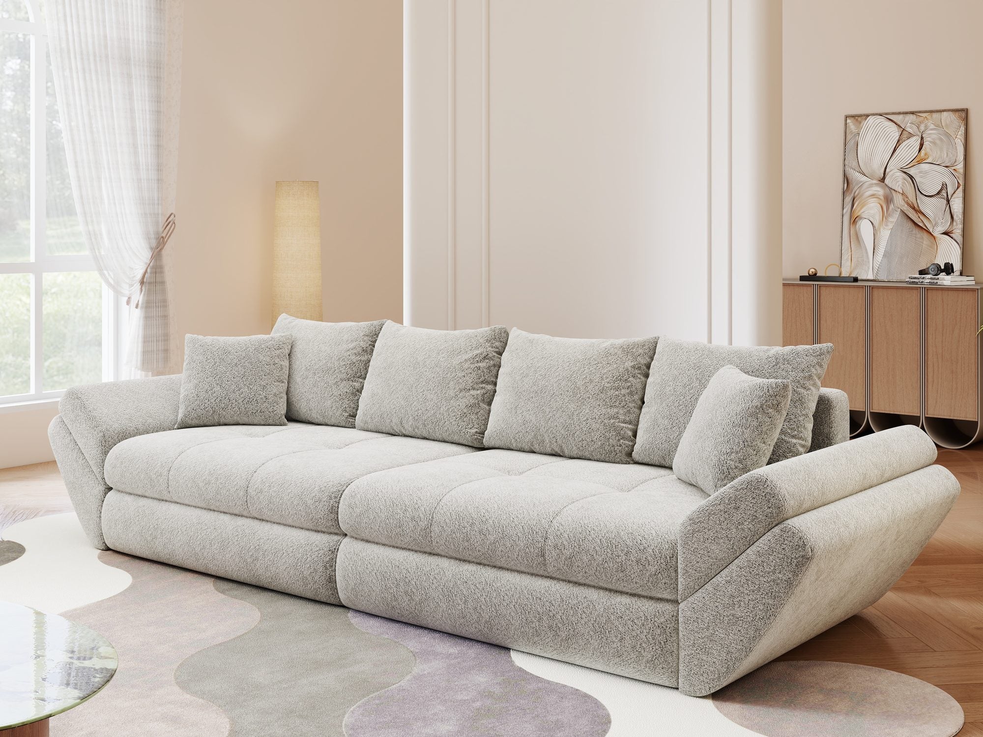 Canapea extensibilă dumonde cu ladă de depozitare Loana Arena Gri 300x100 cm