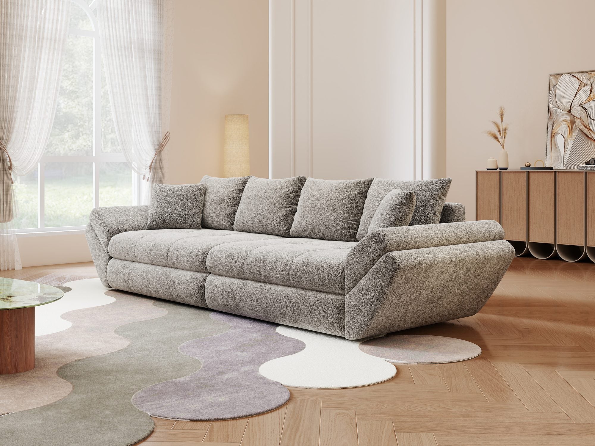 Canapea extensibilă dumonde cu ladă de depozitare Loana Arena Gri grafit 300x100 cm