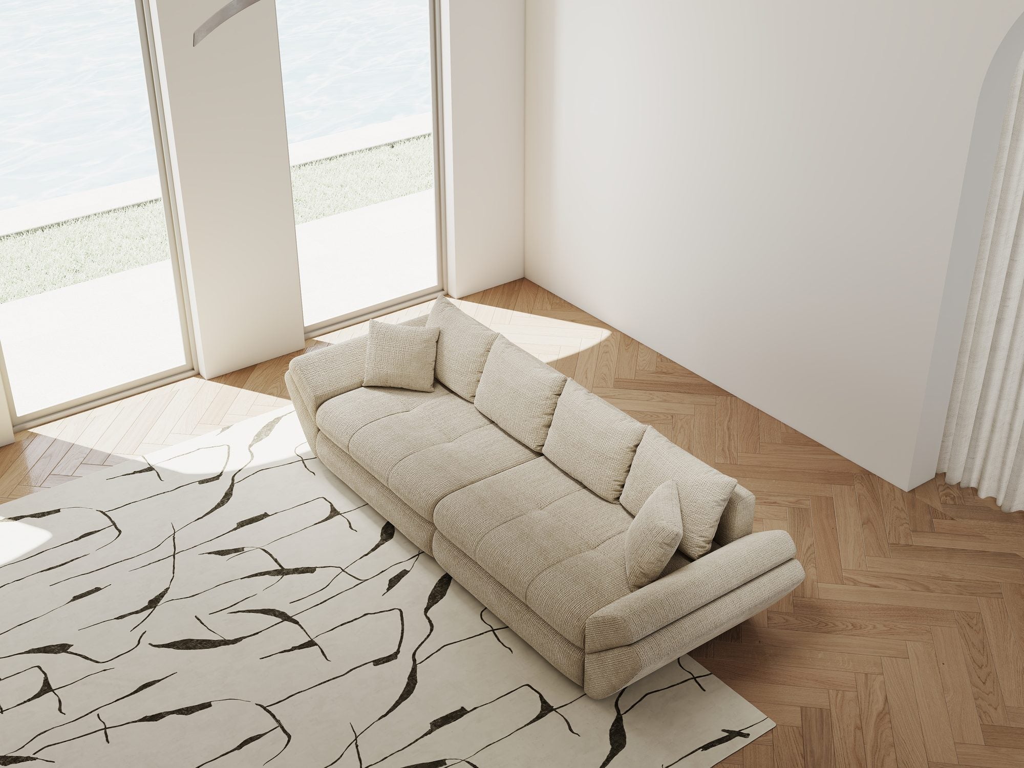 Canapea extensibilă dumonde cu ladă de depozitare Loana Cremona Gri deschis 300x100 cm