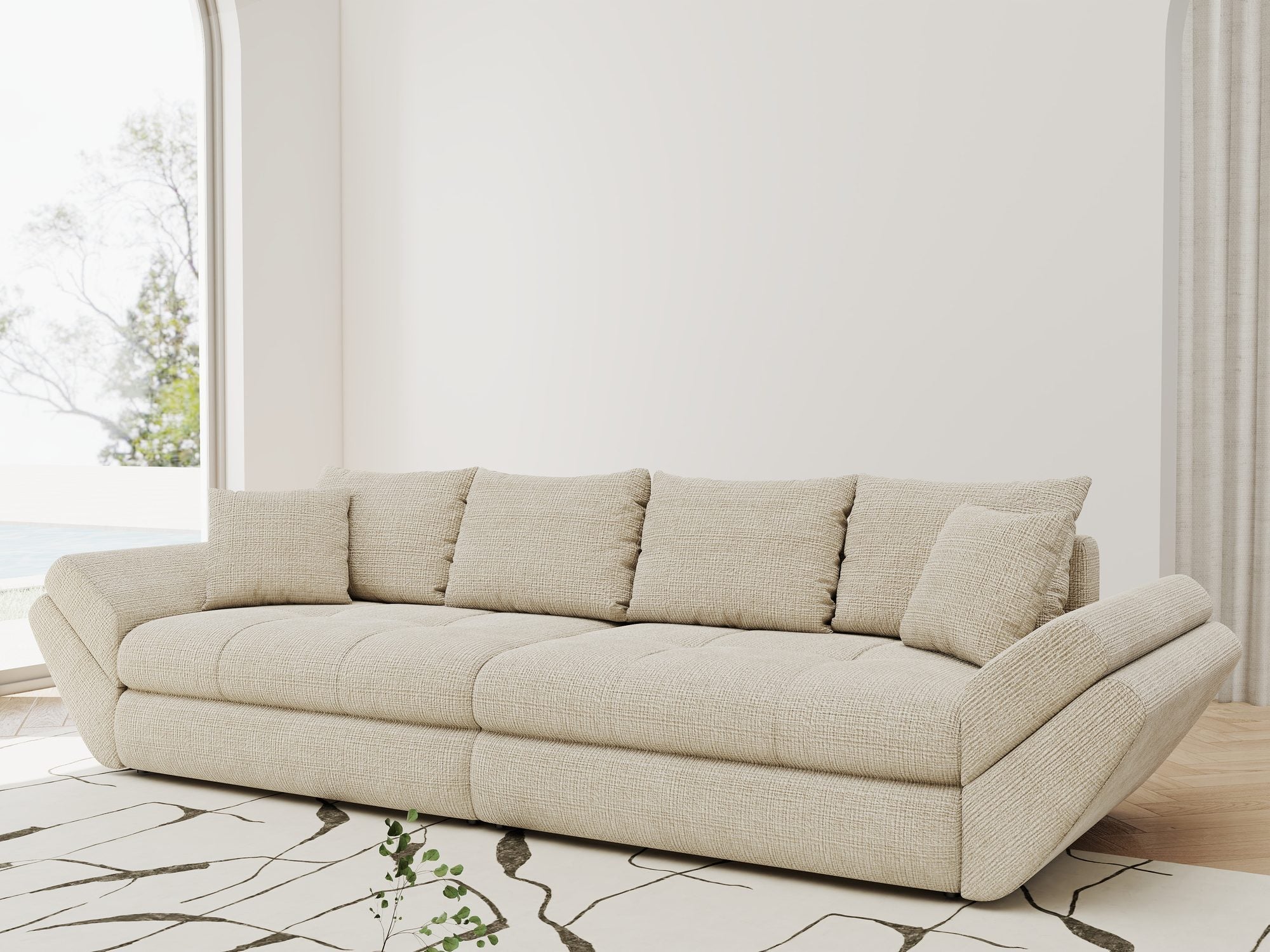 Canapea extensibilă dumonde cu ladă de depozitare Loana Cremona Gri deschis 300x100 cm