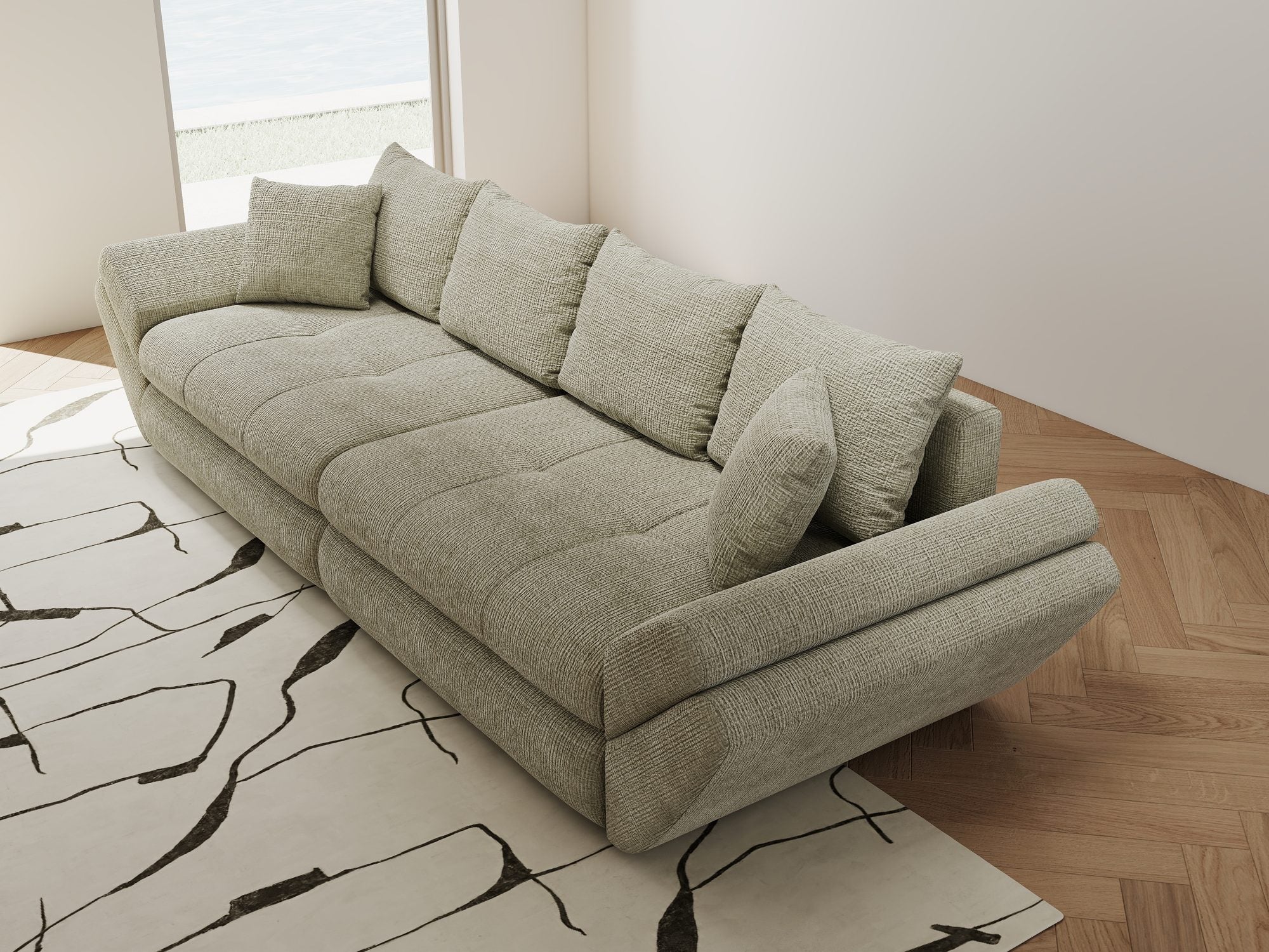 Canapea extensibilă dumonde cu ladă de depozitare Loana Cremona Bej 300x100 cm
