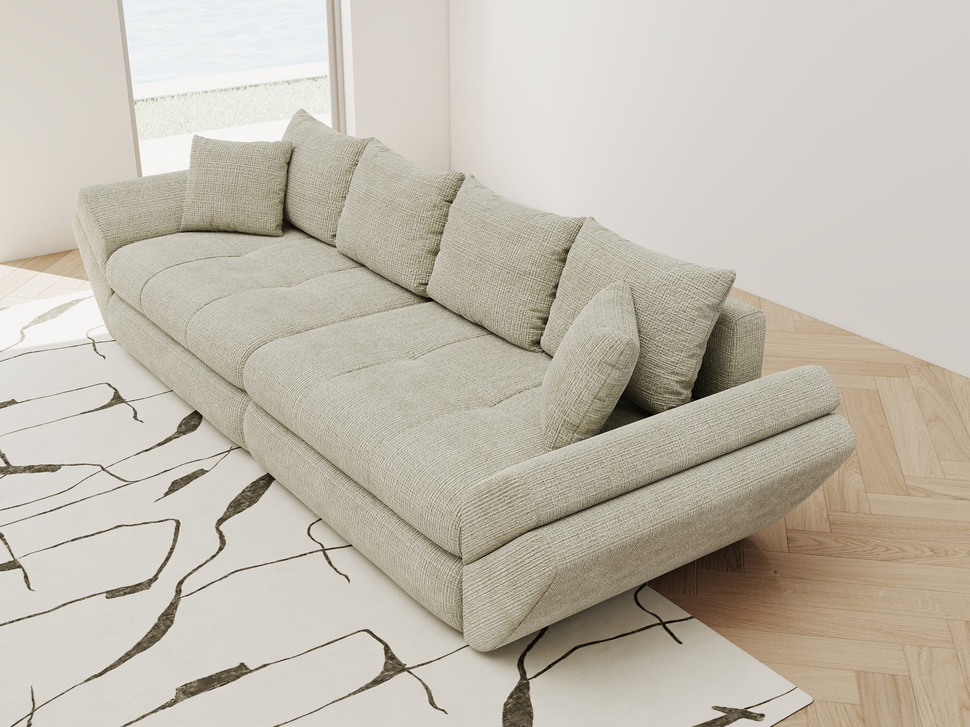 Canapea extensibilă dumonde cu ladă de depozitare Loana Cremona Bej 300x100 cm