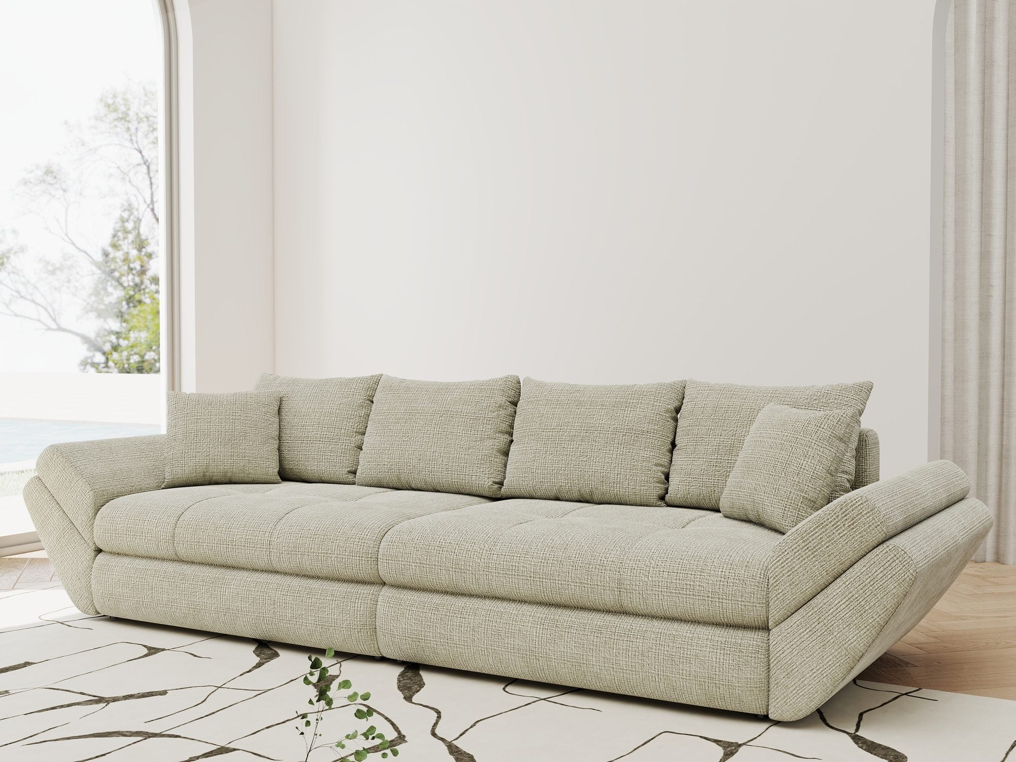 Canapea extensibilă dumonde cu ladă de depozitare Loana Cremona Bej 300x100 cm
