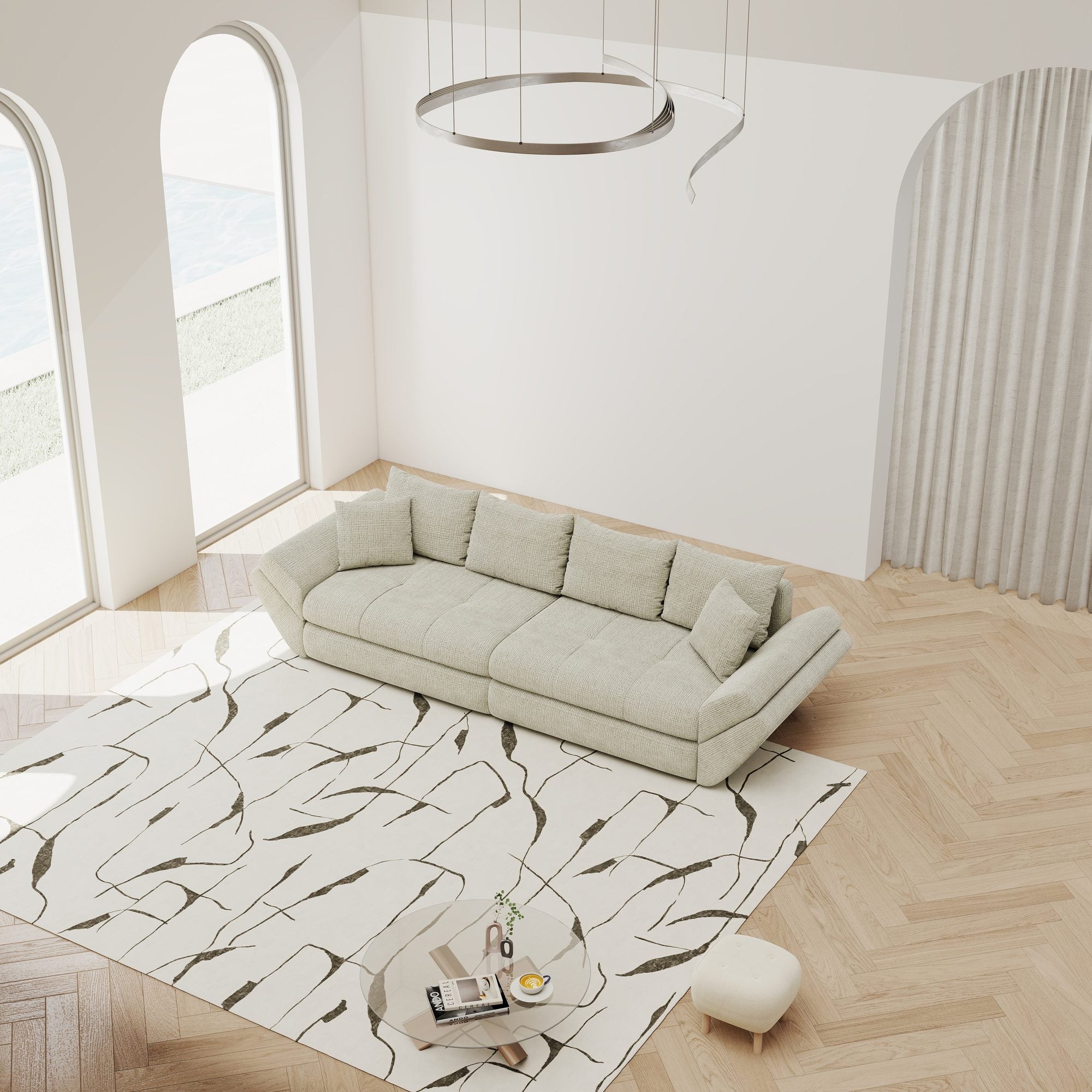 Canapea extensibilă dumonde cu ladă de depozitare Loana Cremona Bej 300x100 cm