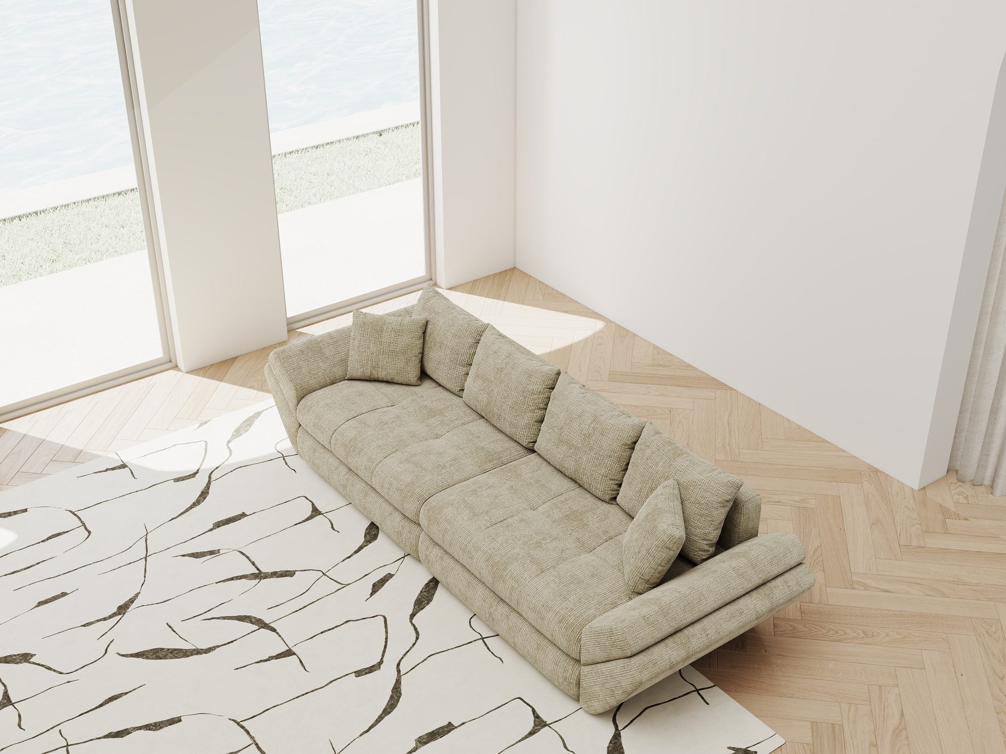 Canapea extensibilă dumonde cu ladă de depozitare Loana Cremona Bej 300x100 cm