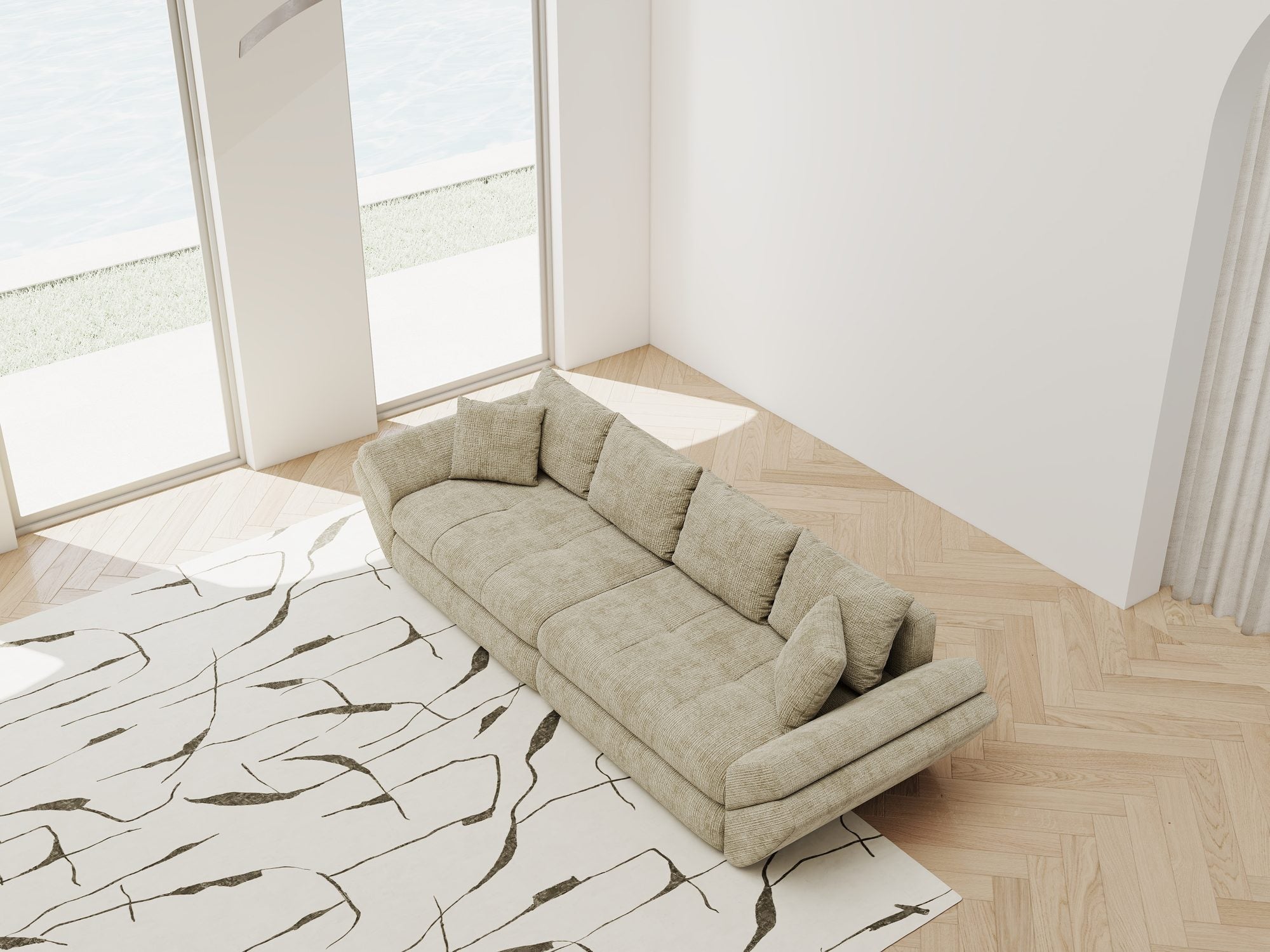 Canapea extensibilă dumonde cu ladă de depozitare Loana Cremona Bej 300x100 cm