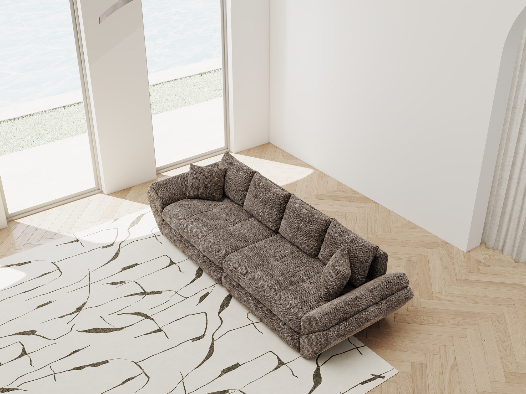 Canapea extensibilă dumonde cu ladă de depozitare Loana Cremona Maro-bej 300x100 cm