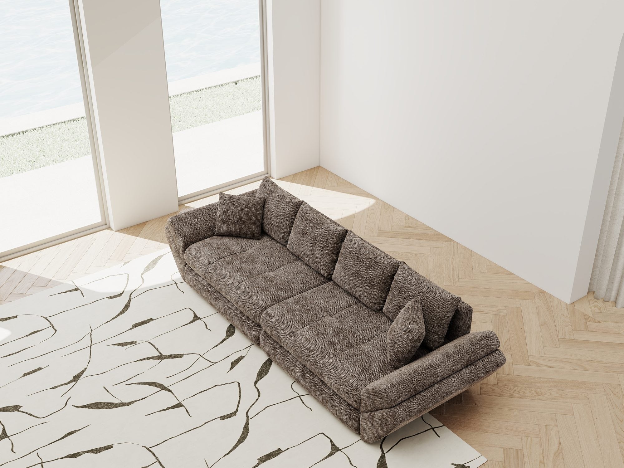 Canapea extensibilă dumonde cu ladă de depozitare Loana Cremona Maro-bej 300x100 cm