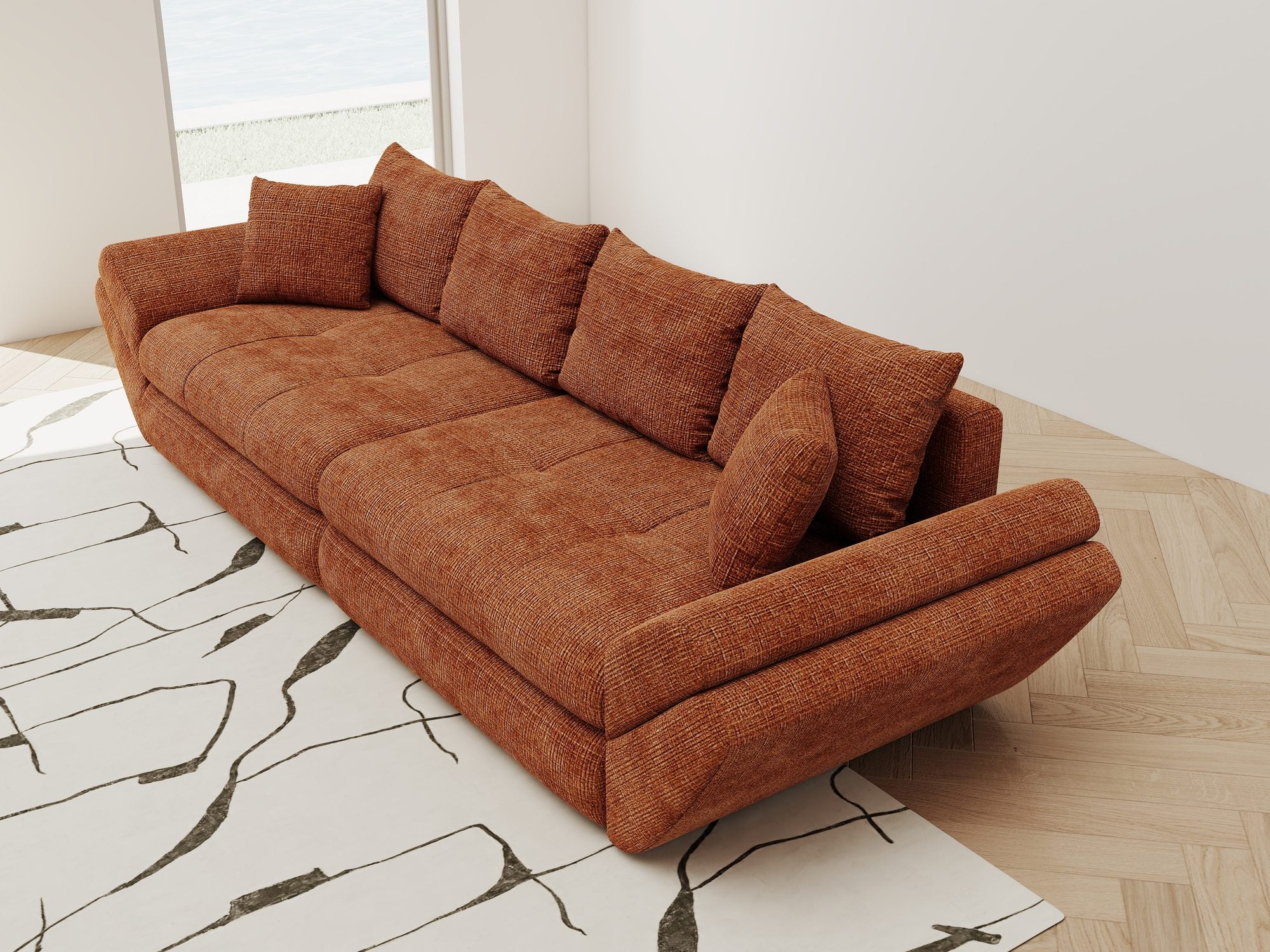 Canapea extensibilă dumonde cu ladă de depozitare Loana Cremona Teracota 300x100 cm