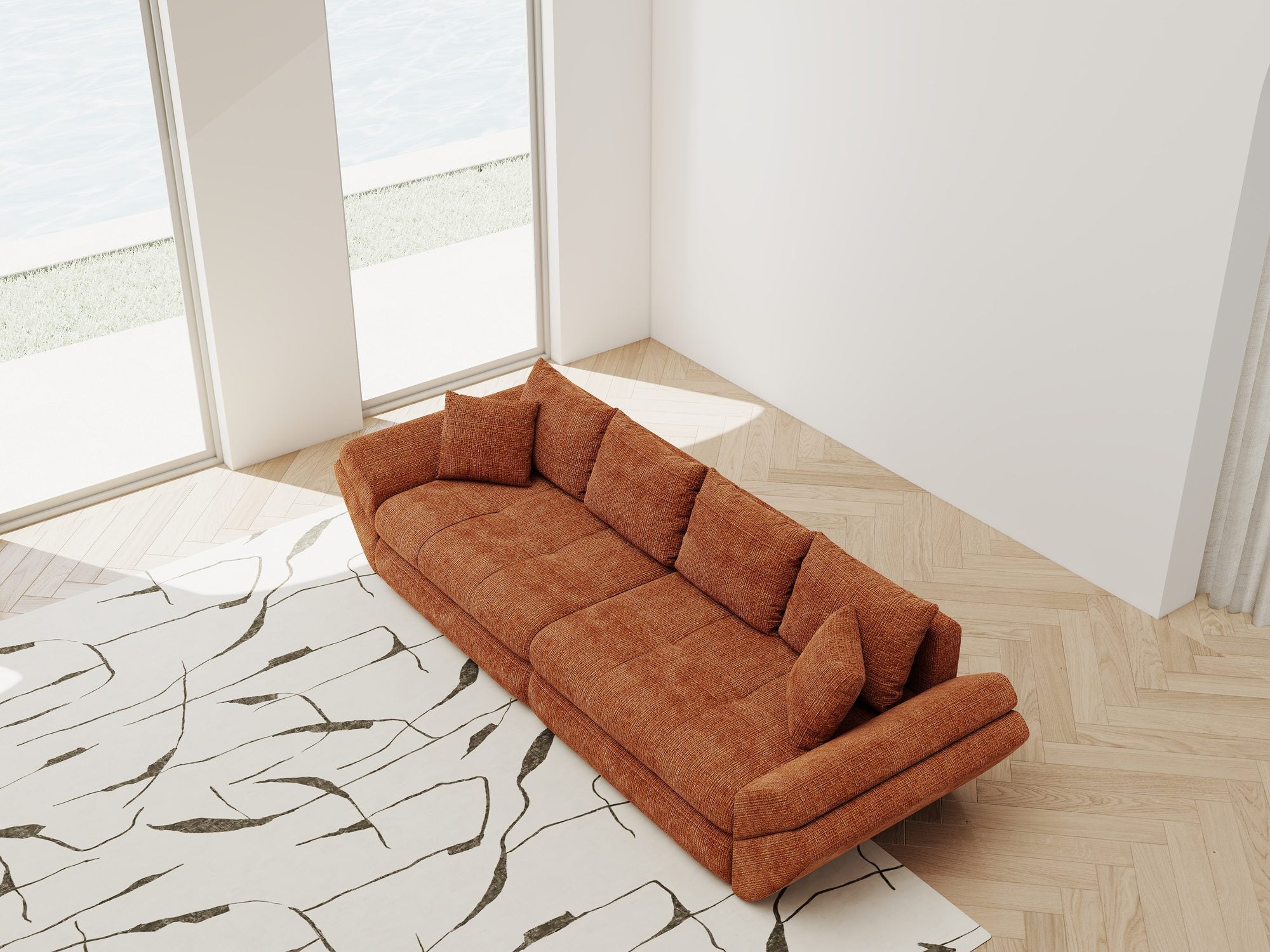 Canapea extensibilă dumonde cu ladă de depozitare Loana Cremona Teracota 300x100 cm