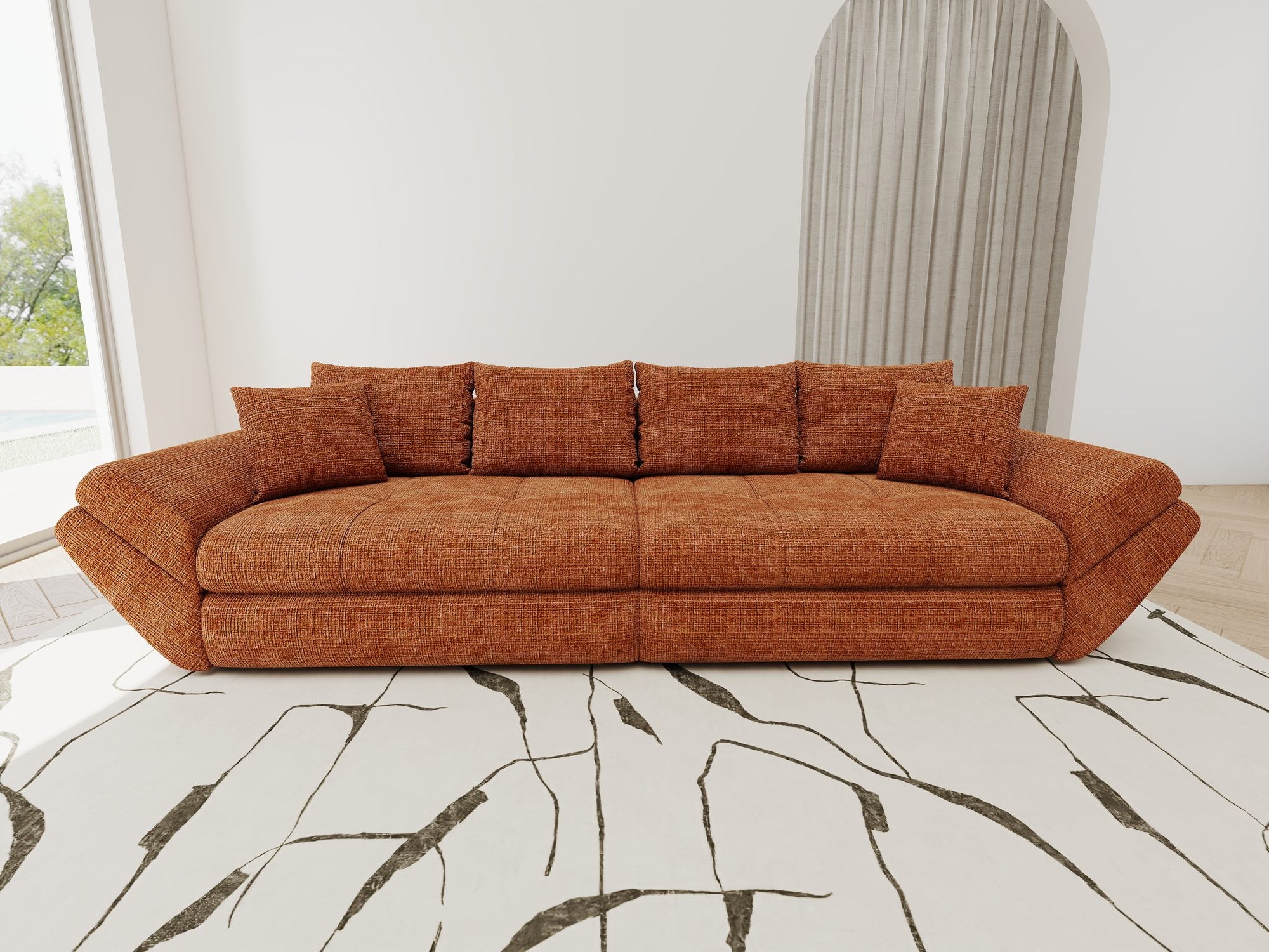 Canapea extensibilă dumonde cu ladă de depozitare Loana Cremona Teracota 300x100 cm