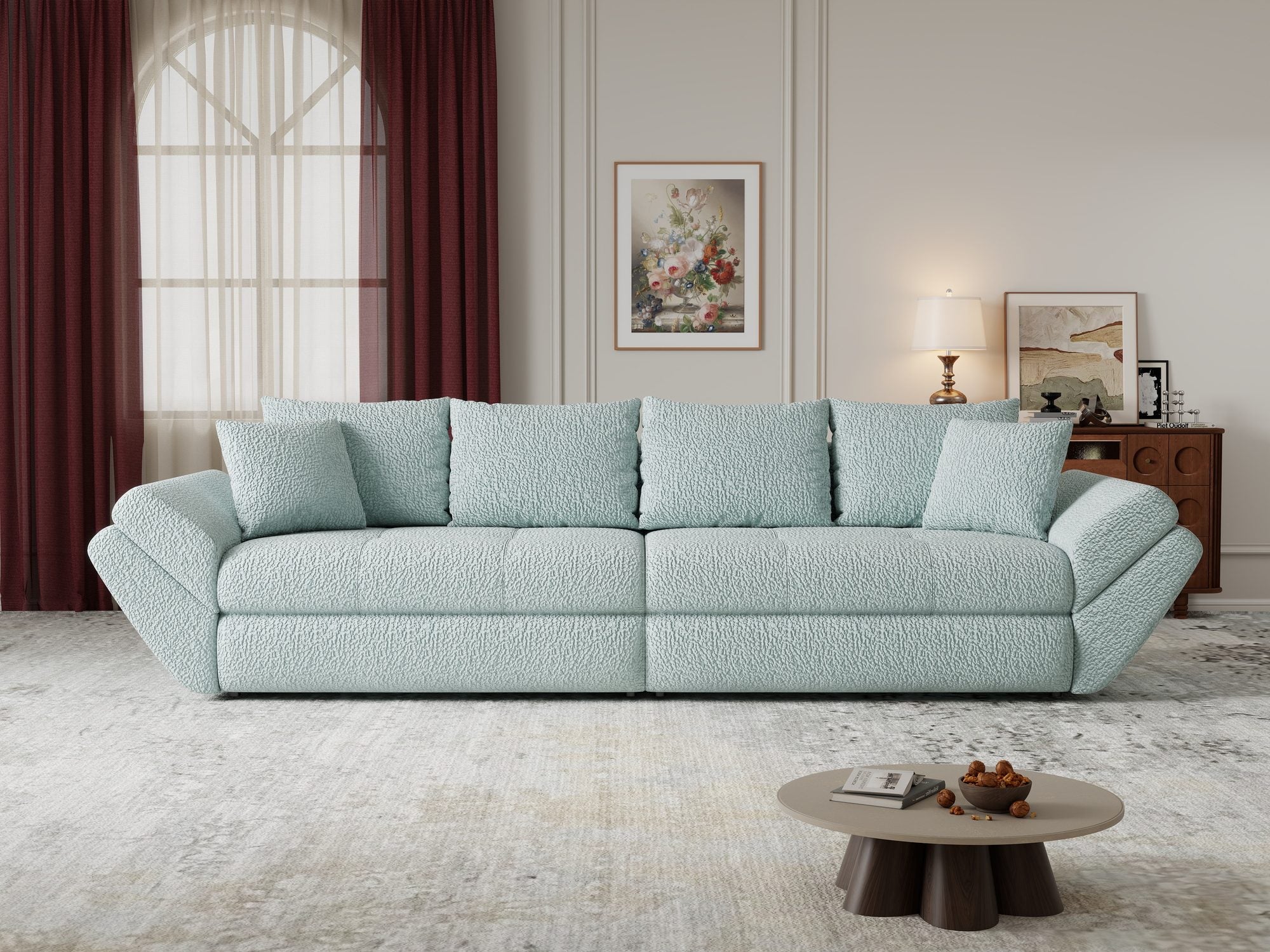 Canapea extensibilă dumonde cu ladă de depozitare Loana Jaguar Verde mint 300x100 cm