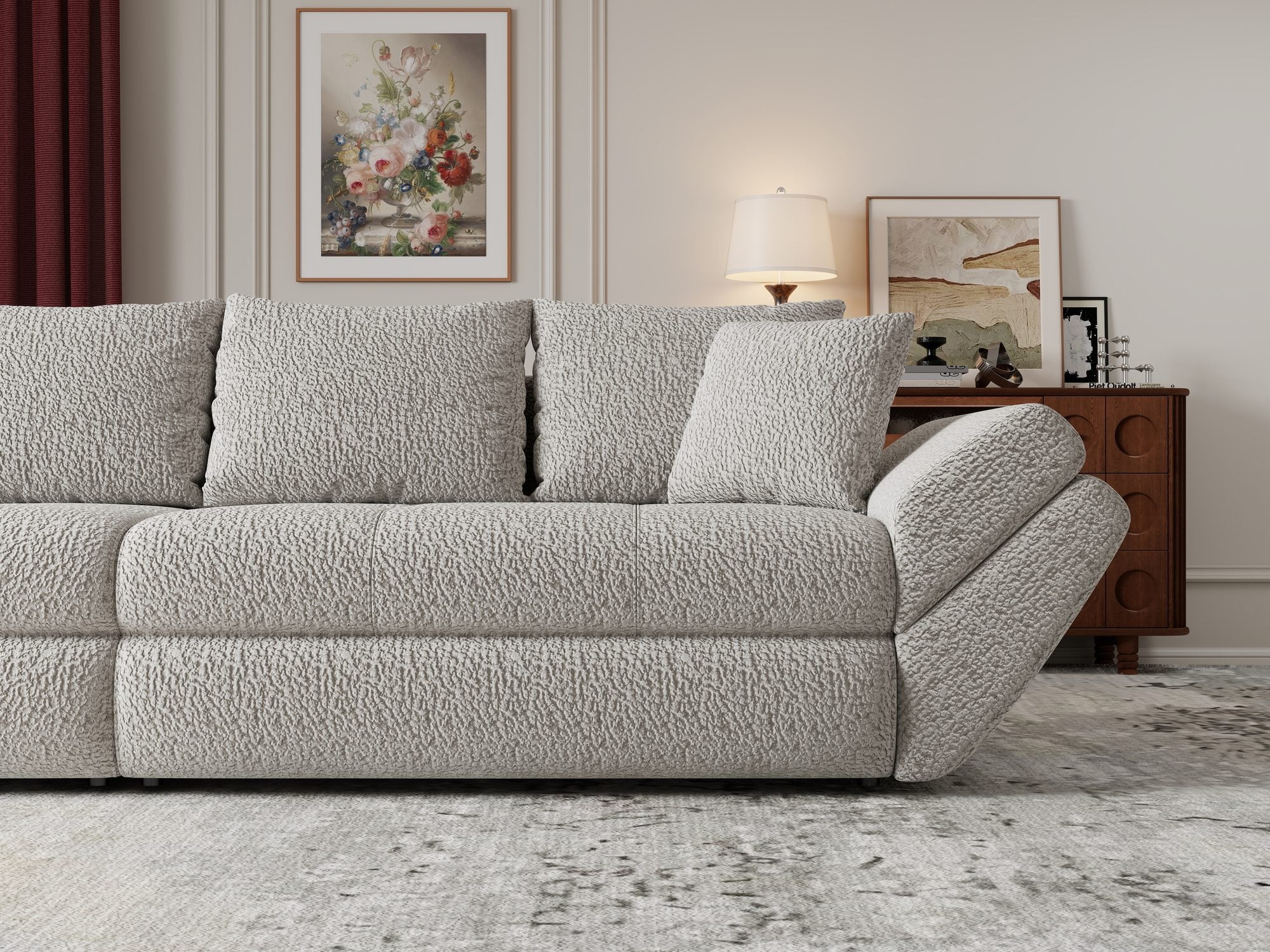 Canapea extensibilă dumonde cu ladă de depozitare Loana Jaguar Gri 300x100 cm