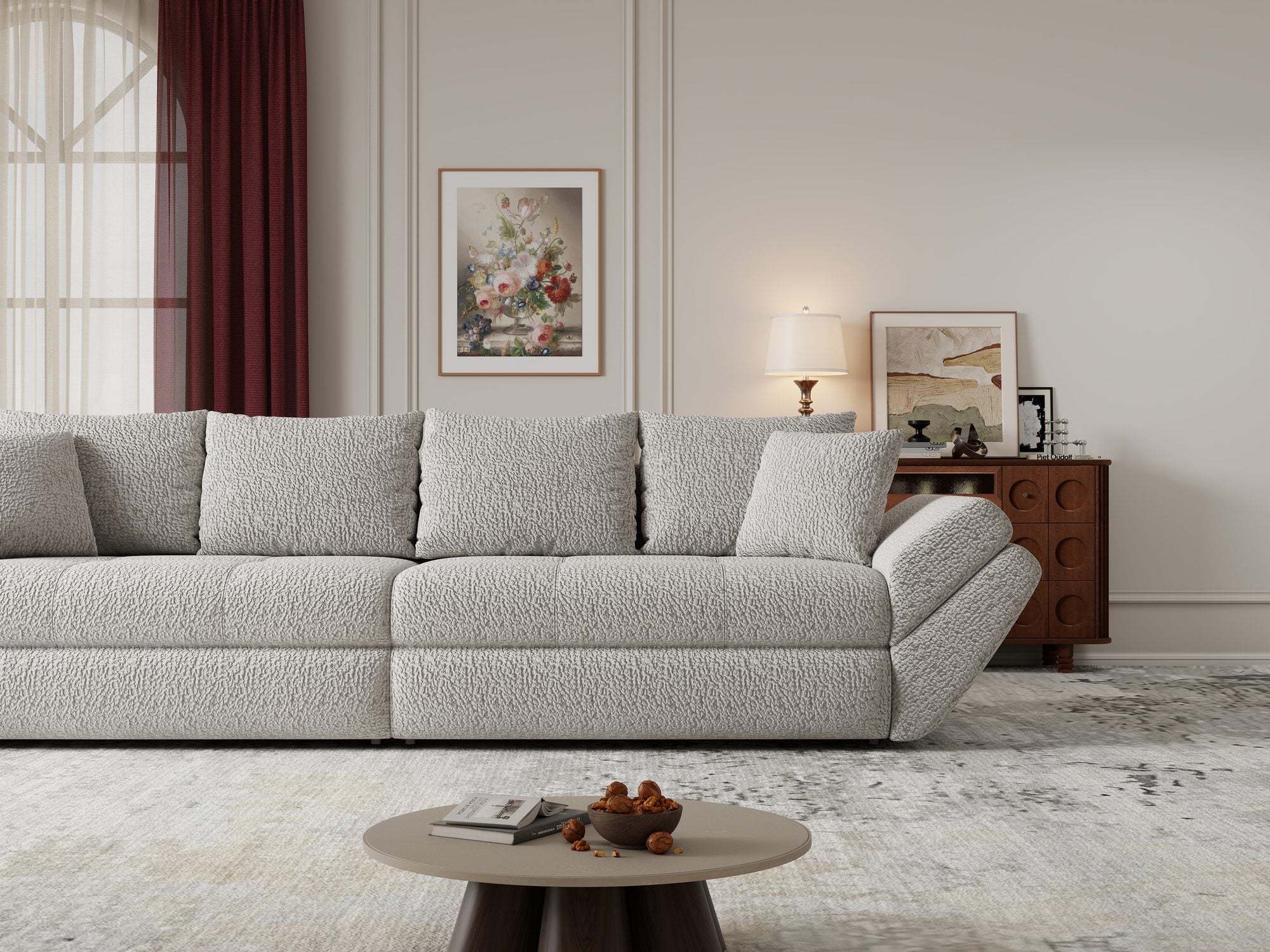 Canapea extensibilă dumonde cu ladă de depozitare Loana Jaguar Gri 300x100 cm