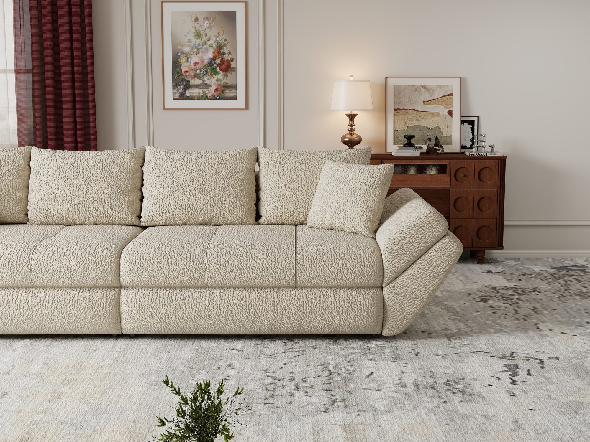 Canapea extensibilă dumonde cu ladă de depozitare Loana Jaguar Bej 300x100 cm