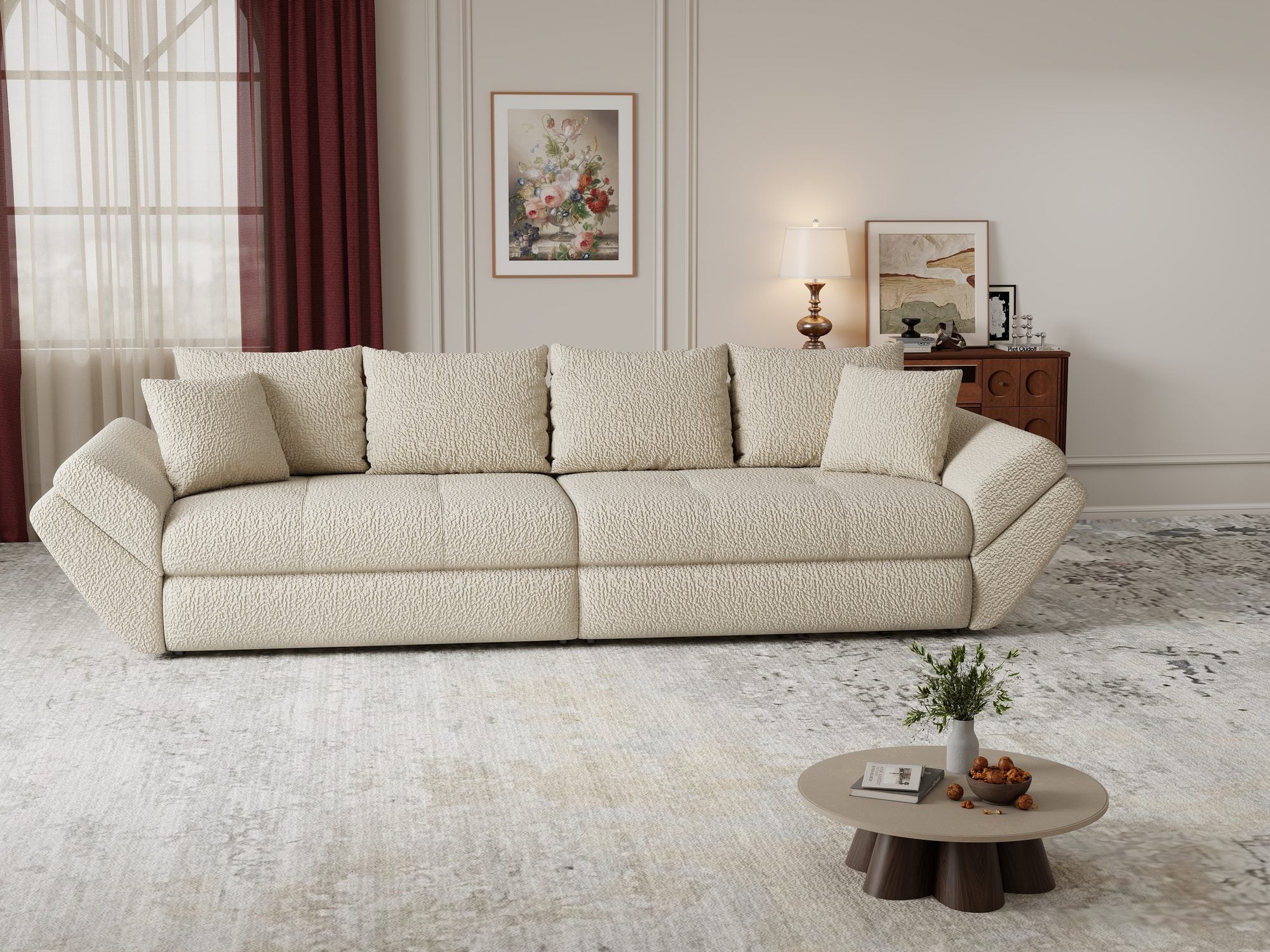 Canapea extensibilă dumonde cu ladă de depozitare Loana Jaguar Bej 300x100 cm