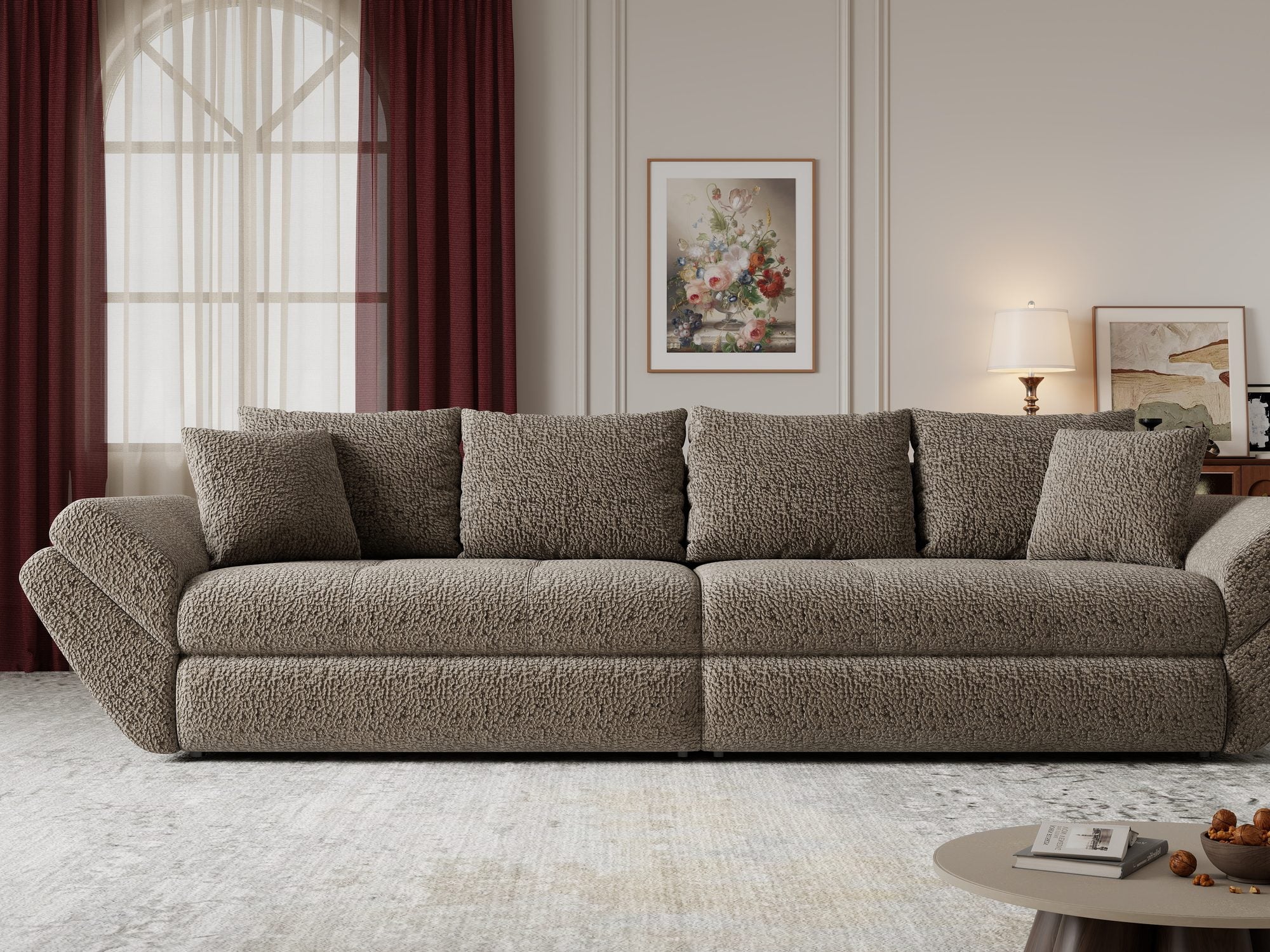 Canapea extensibilă dumonde cu ladă de depozitare Loana Jaguar Maro cappuccino 300x100 cm