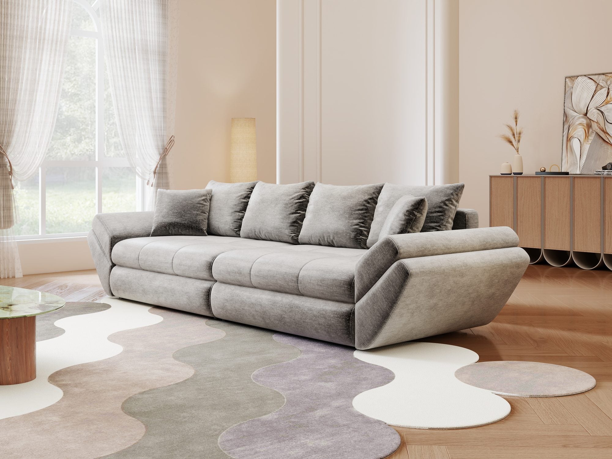 Canapea extensibilă dumonde cu ladă de depozitare Loana Monolith Gri 300x100 cm